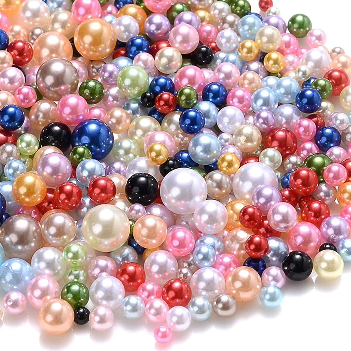 1000PCS No Hole Pearls, 3-8MM Mix Colors Round Beads for Crafts No Hole, Faux Pearls Beads for Nail Face Art,Vase Fillers,Table Scatter,Birthday Party Decoration