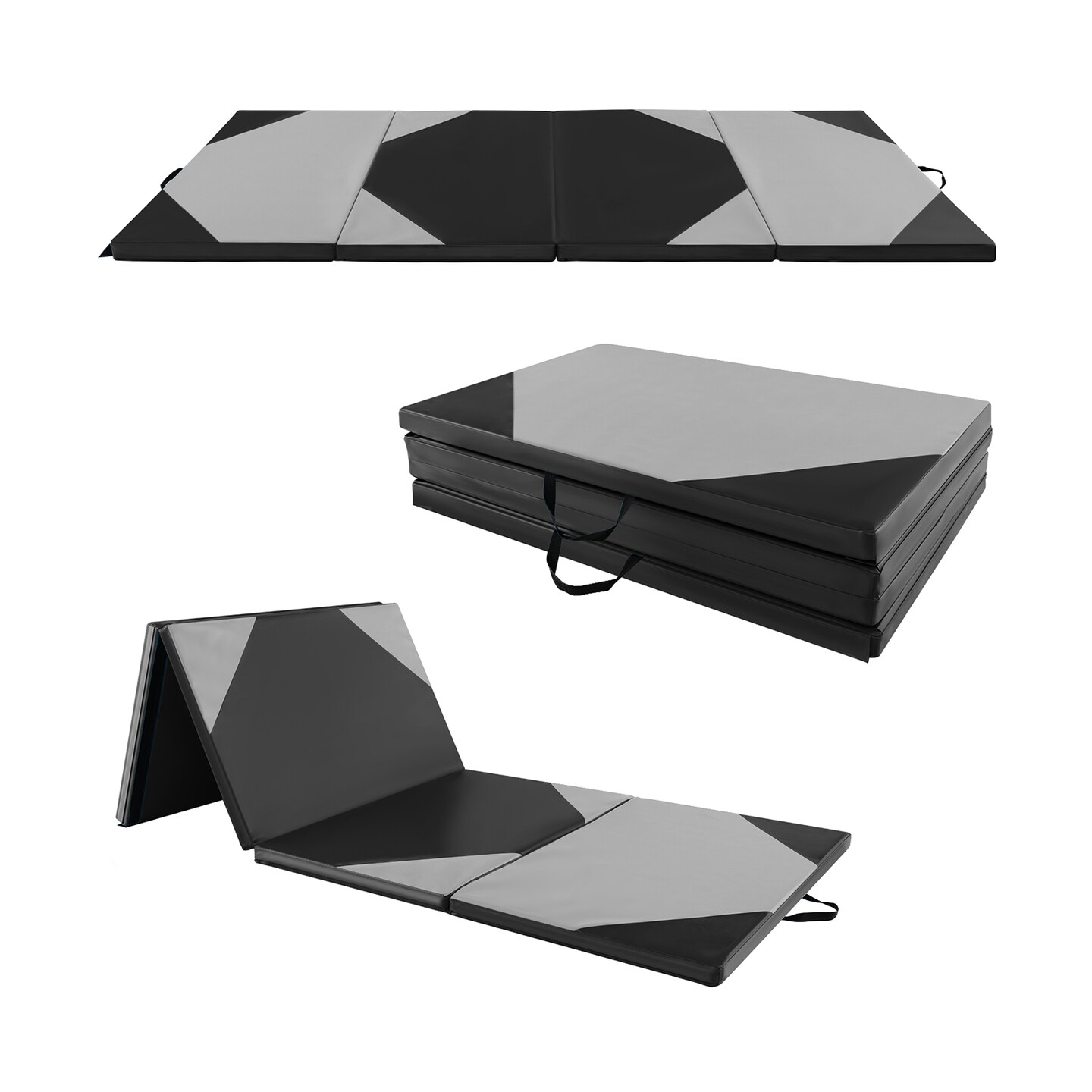 10-Feet Long Folding Exercise Mat with Waterproof PU Leather Cover Perfect for Stretches and Routines