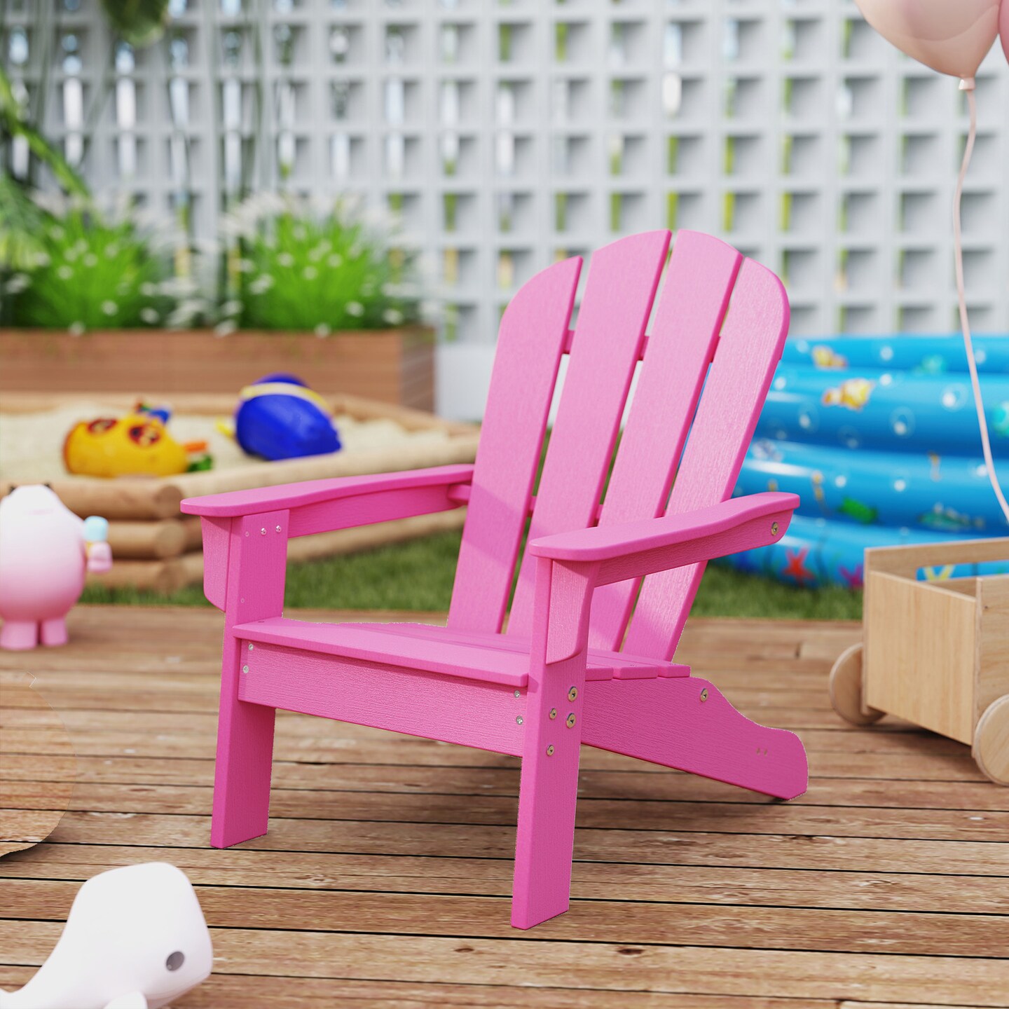 HDPE Kid&#x27;s Adirondack Chair with High Backrest and Armrests Perfect Use for All Seasons