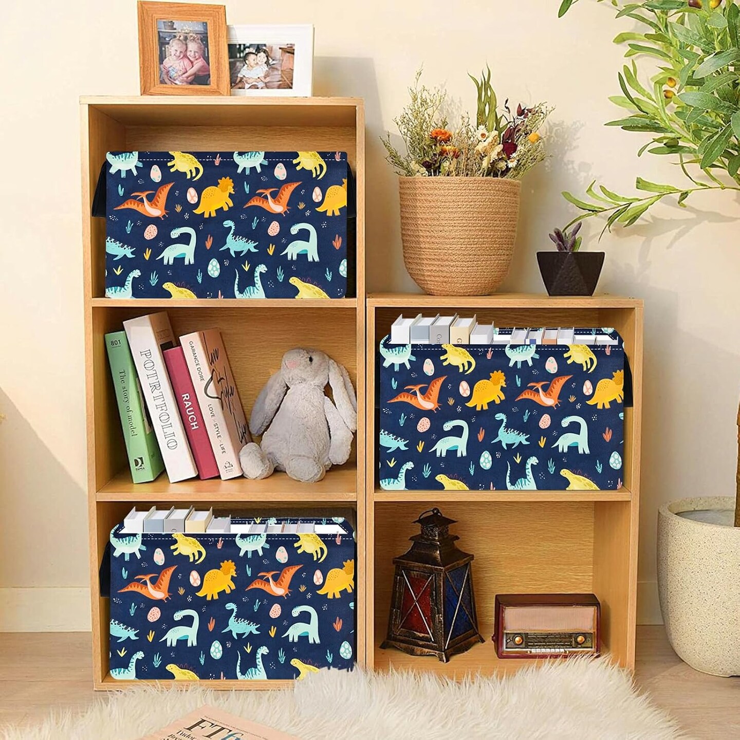 Easter Storage Basket 14.9x10.2x9.8 Inch - Foldable Bunny Decor Organizer