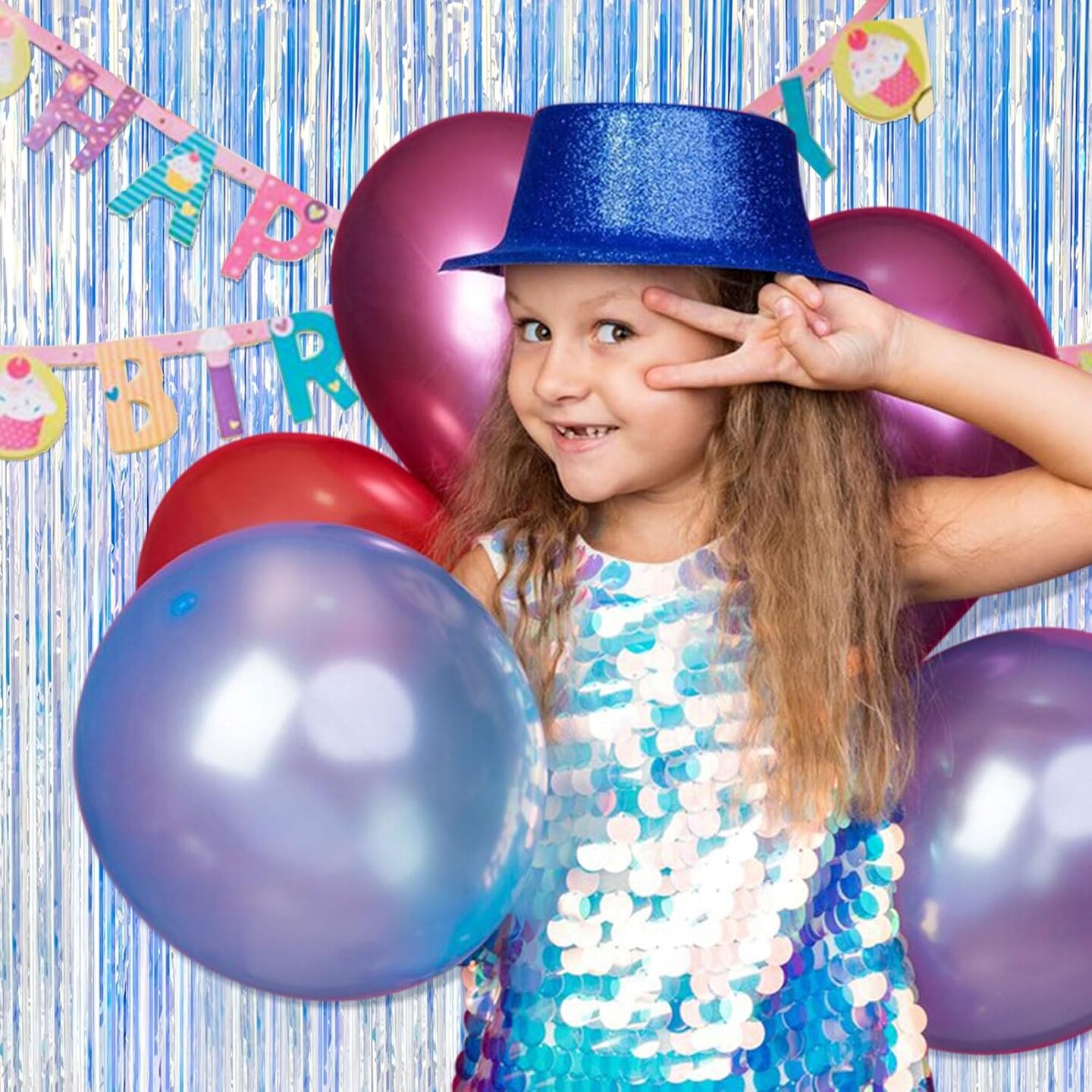 2 Pack Iridescent Party Backdrop Decorations Tinsel Curtain Birthday Decorations Foil Fringe Photo Booth Streamer Backdrop Iridescent Theme