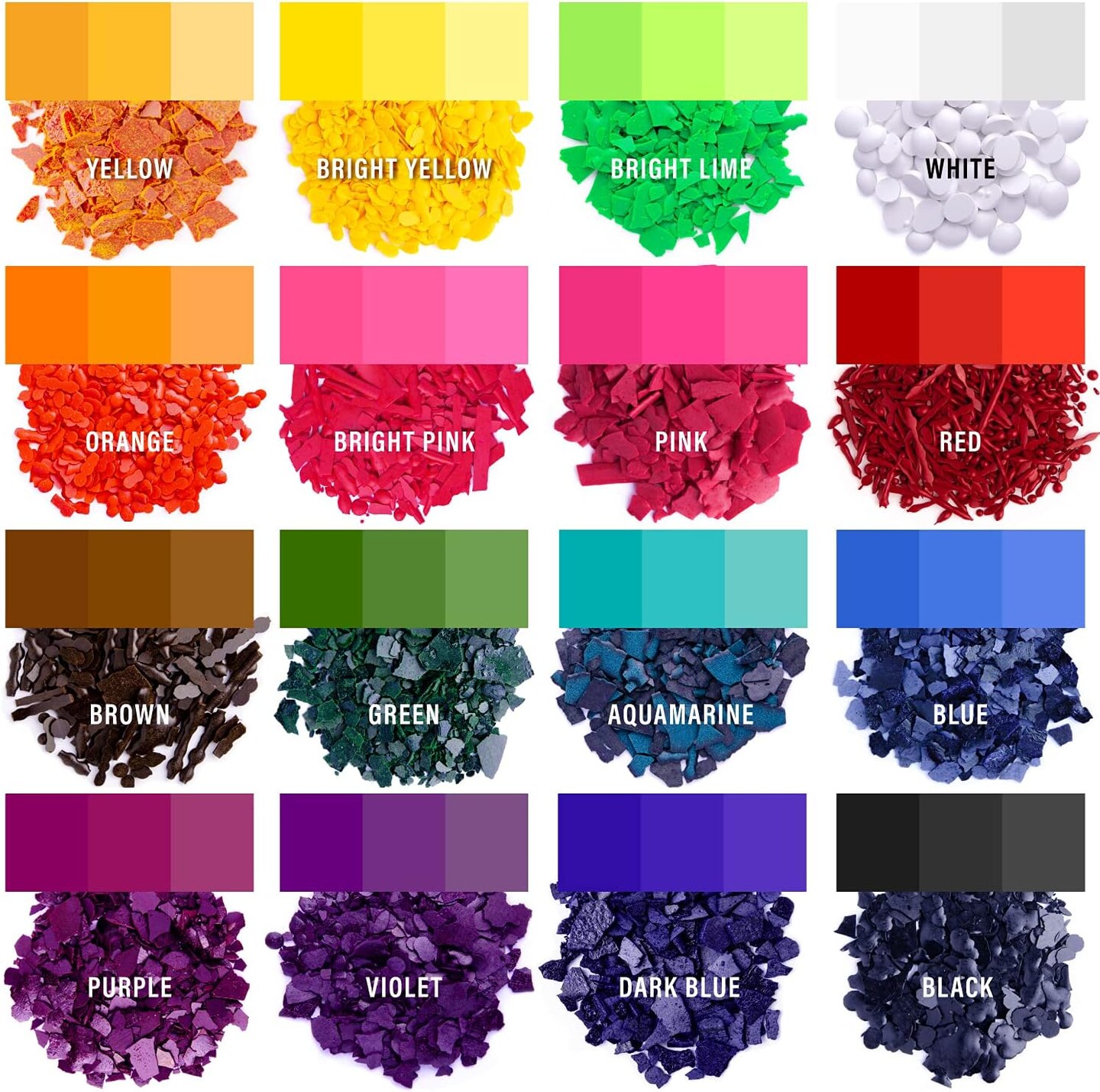 Candle Dyes for Soy Candle Making - Wax &#x421;olor Dye Color Chips for Soy Wax - 16 Popular Colors Wax Dye Flakes