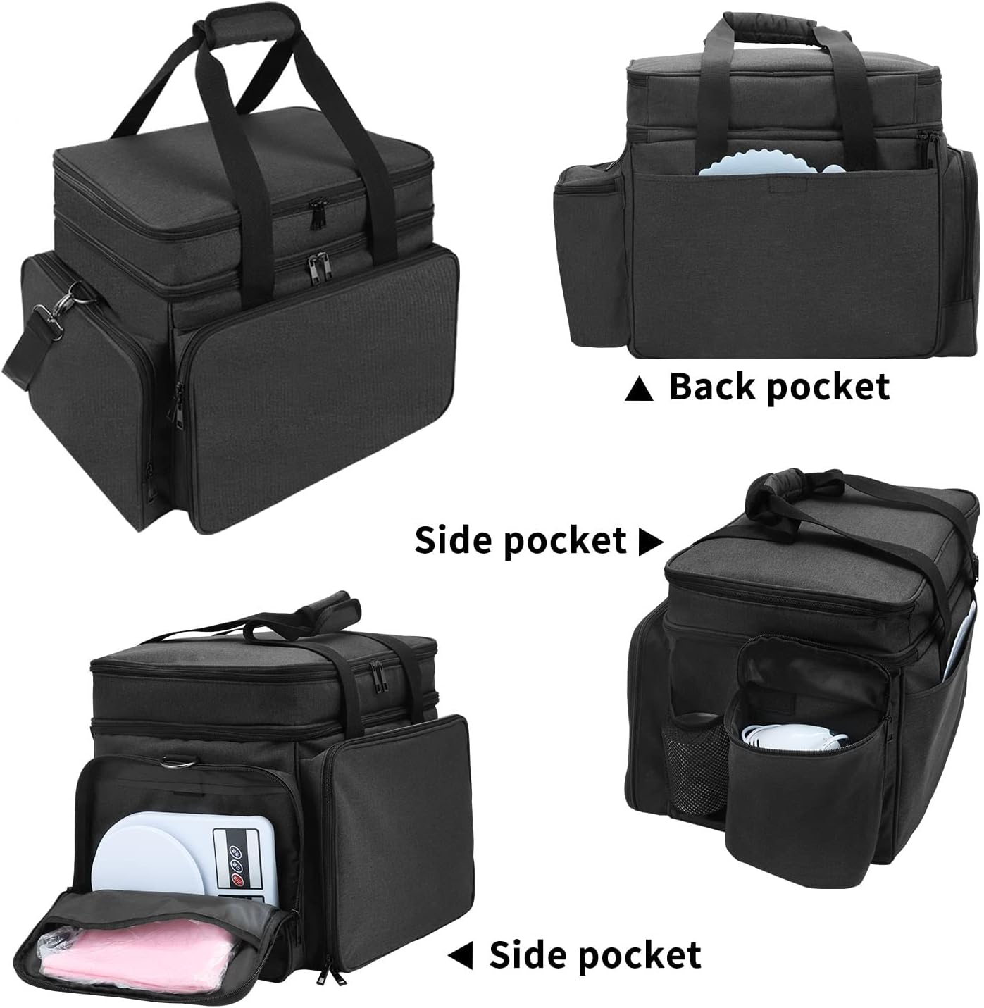 Bakers’ Storage Bag – Cake Decorating Tool Caddy for Pans, Mats, Liners & Baking Supplies, Black