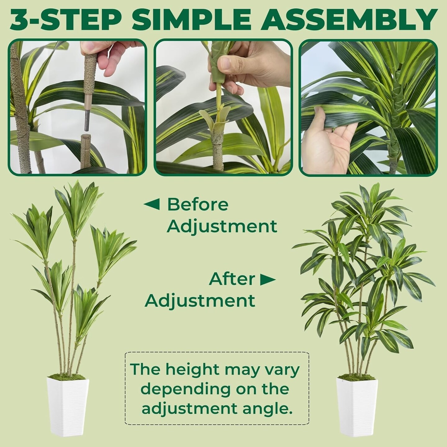 6FT Artificial Dracaena Silk Tree with White Planter - Real Touch Fake Plant for Home &#x26; Office Decor, Faux Yucca Indoor Floor Tree
