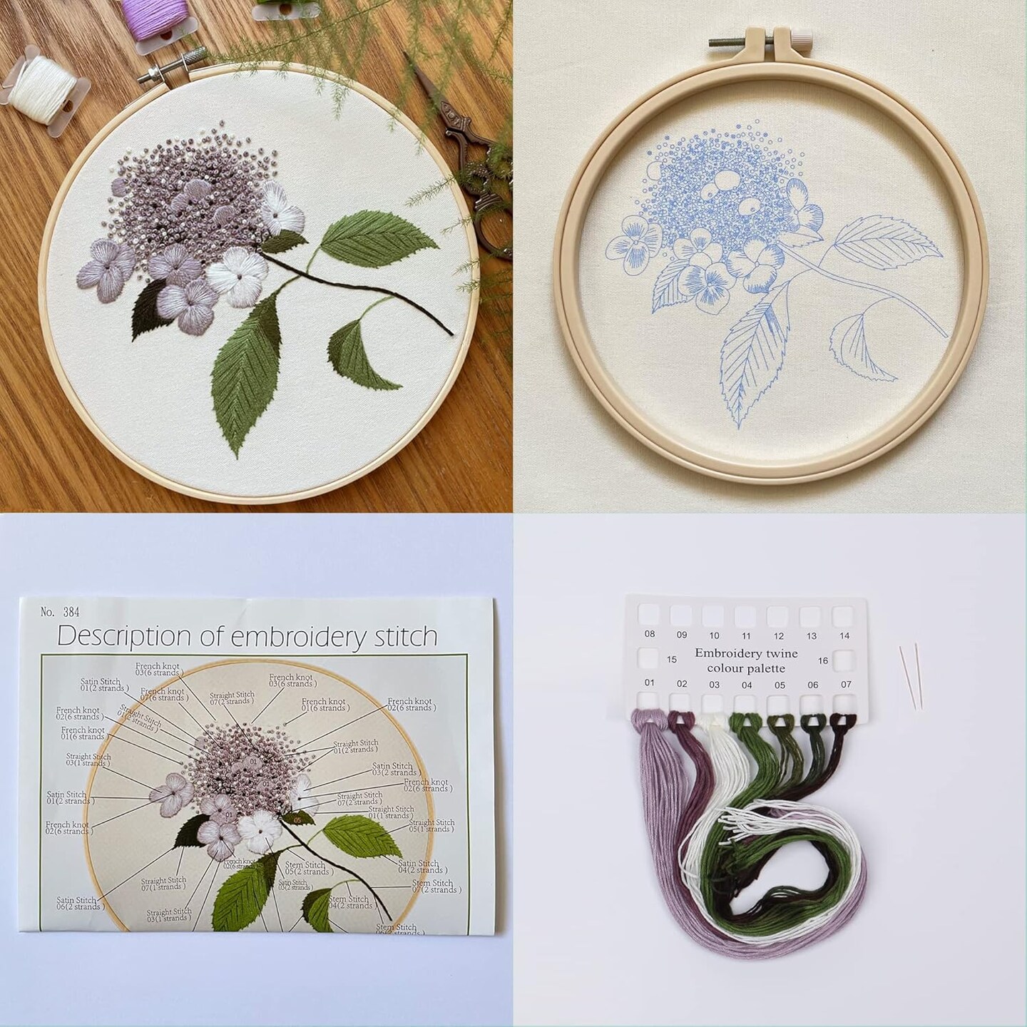 3PCS Embroidery Starter Kits – Cloth, Hoop, Needle & DIY Tools for Beginners