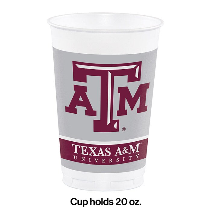 96 pc Bulk Texas A&#x26;M 20 oz Plastic Cups