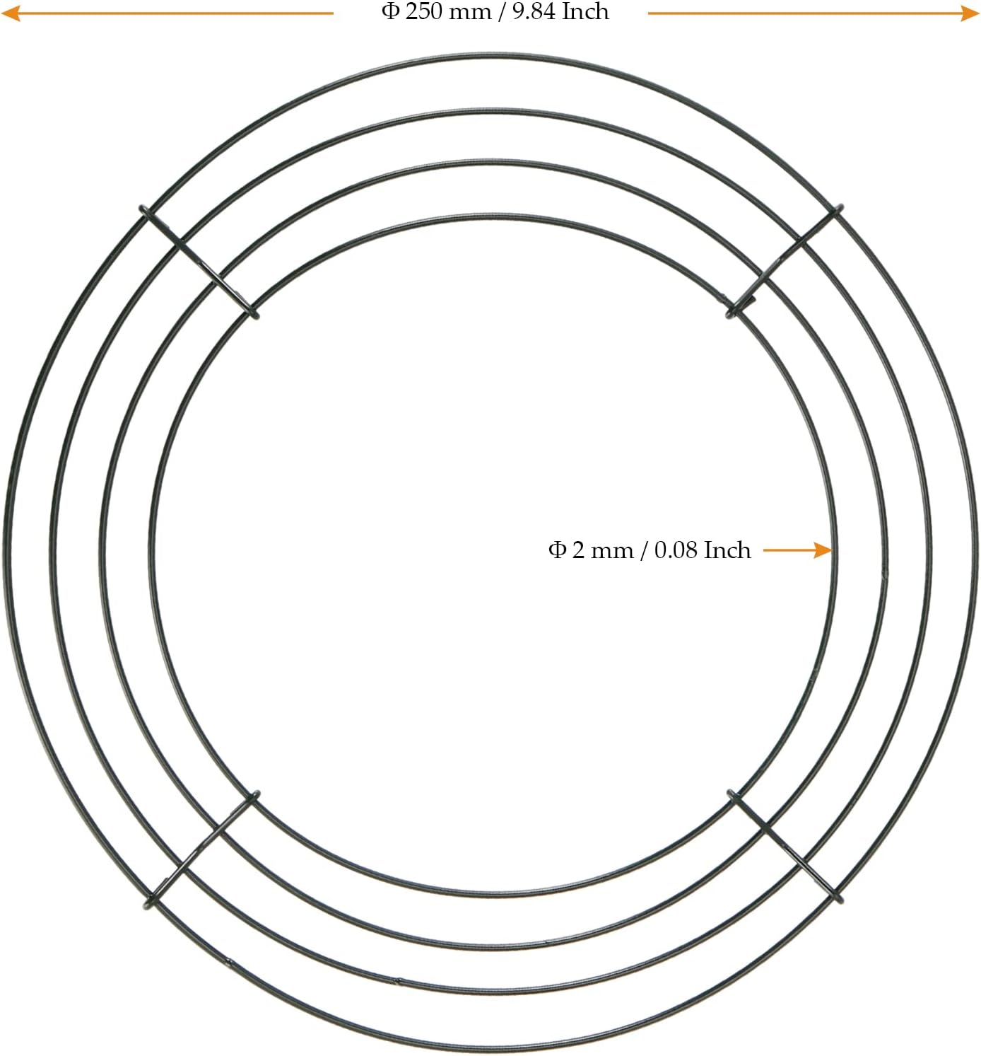 25 Pack 10 Inch Round Metal Wreath Frame Ring, DIY Floral Wire Wreath Form for Wedding Party, Green