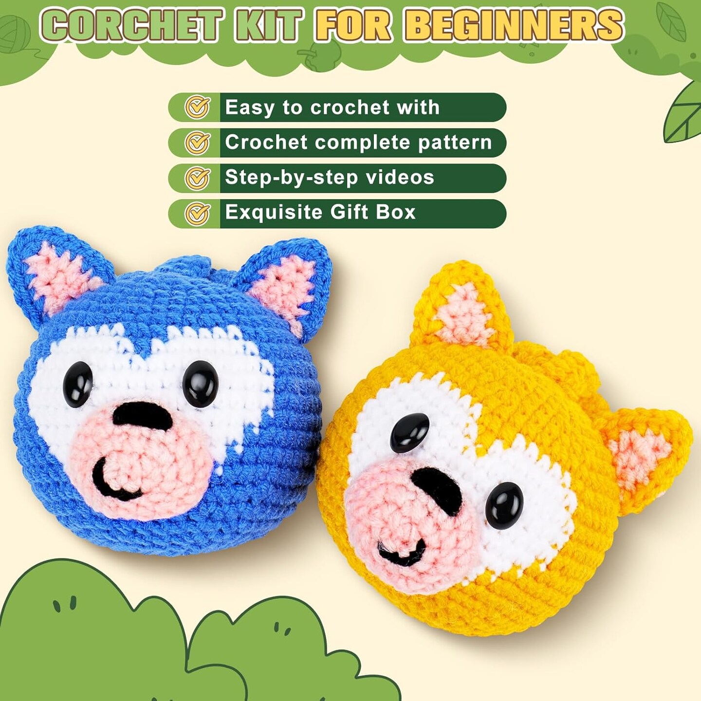Crochet Kit for Beginners - 2 PCS Hedgehog Crochet Starter Kit