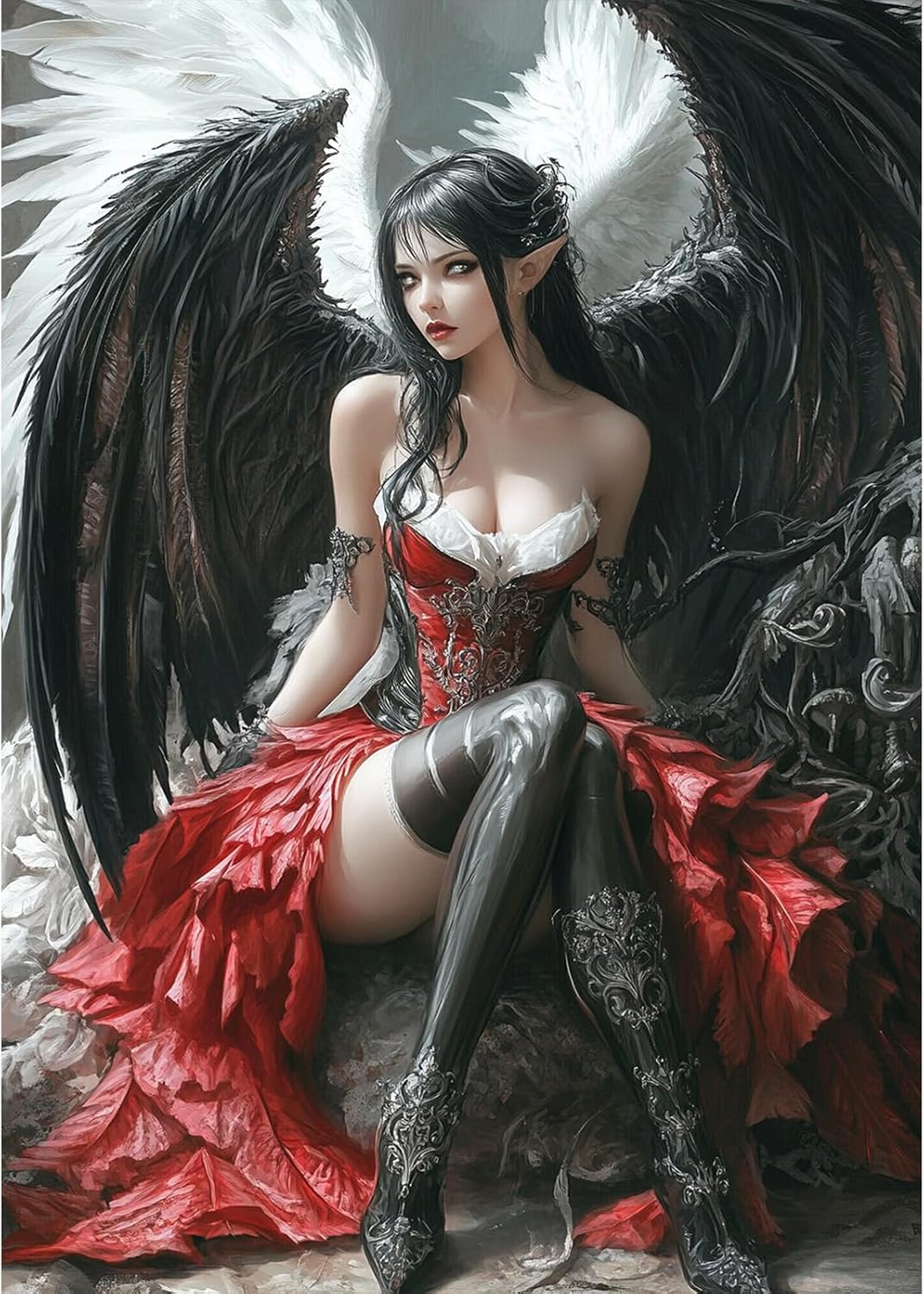Angel Diamond Painting Kits for Adults, 5D Black Wings Angel Diamond Art Kits for Beginners