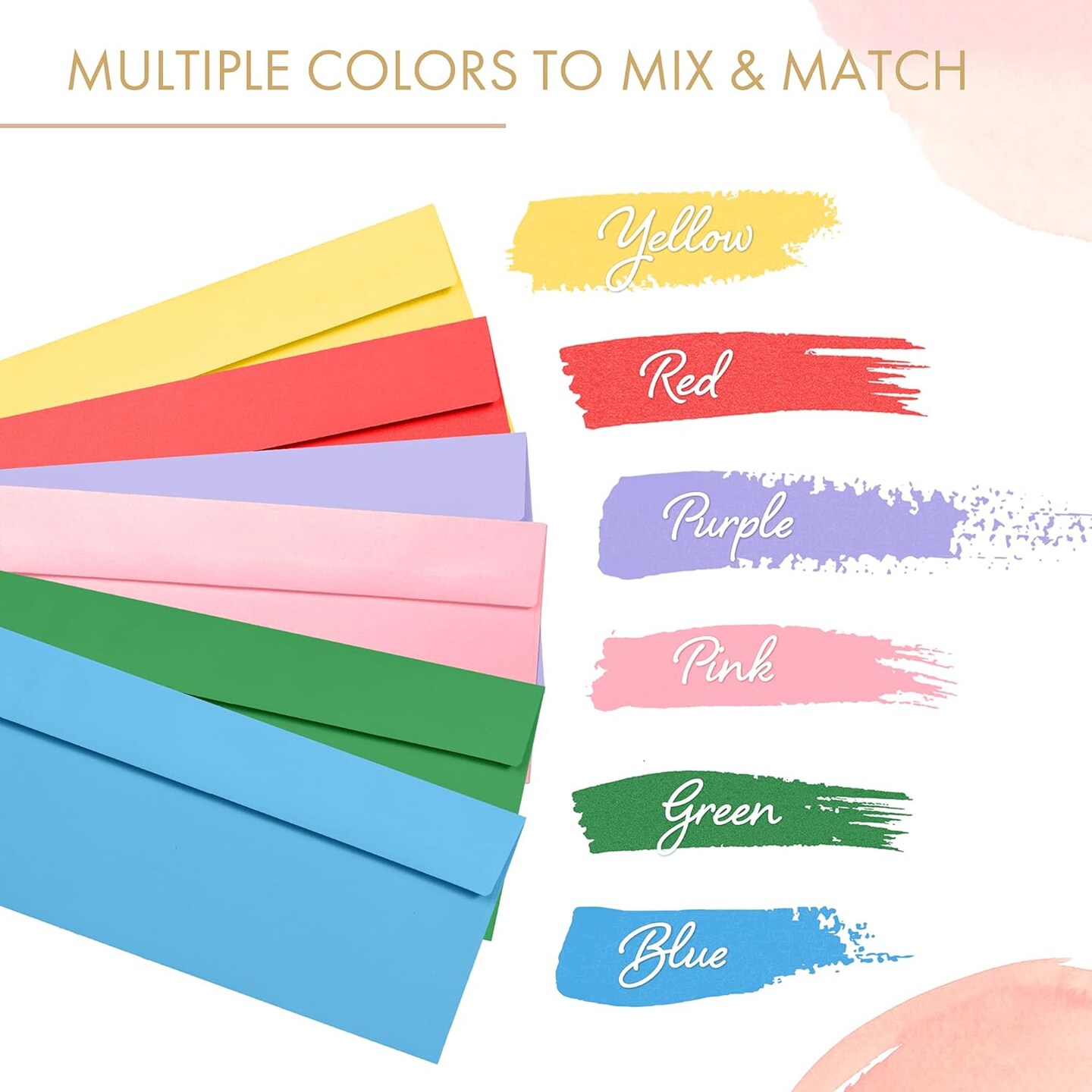 Colored Envelopes Letter Size, 36-Pack #10 Business Envelopes, 4 1/8 x 9 1/2 Inches, 6 Colors