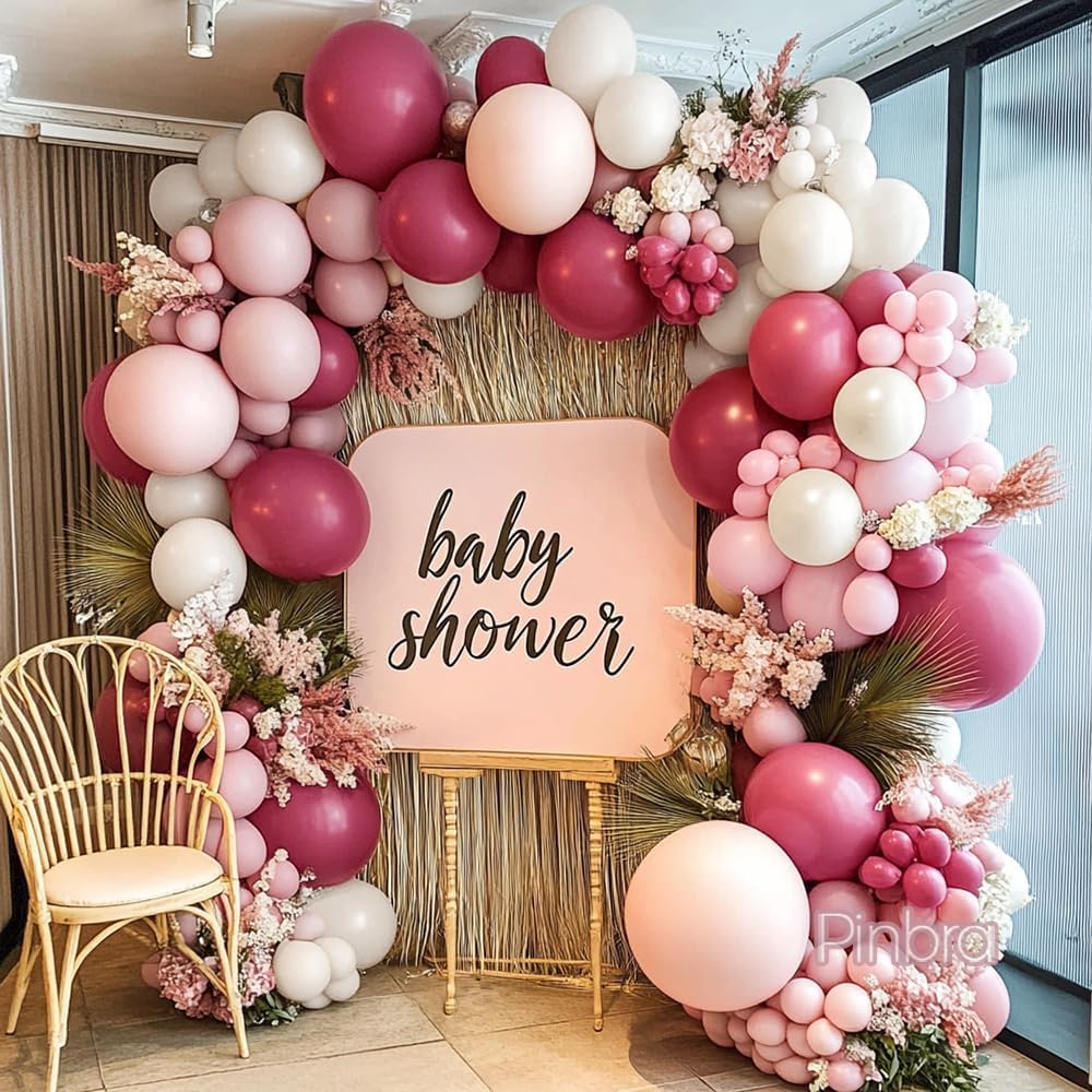 Dusty Rose Balloon Garland - Balloons Light Pink Pearl White Cream Boho Latex Arch Kit for Girls Women Birthday Baby Shower Bridal Engagement Party Decorations