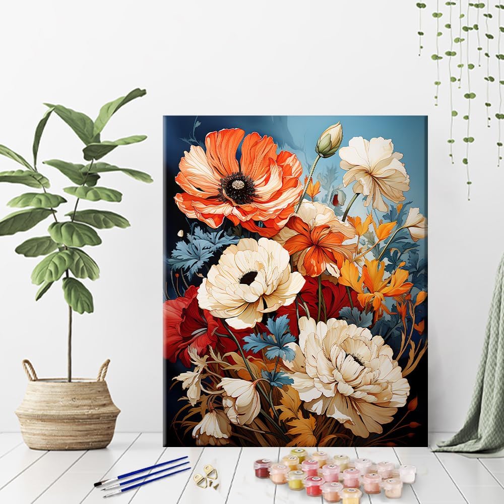 Paint by Number for Adults Beautiful Wildflowers Paint Number Kits DIY Acrylic Painting for Adults Flowers Paint by Numbers Adults Paint-by-Numbers