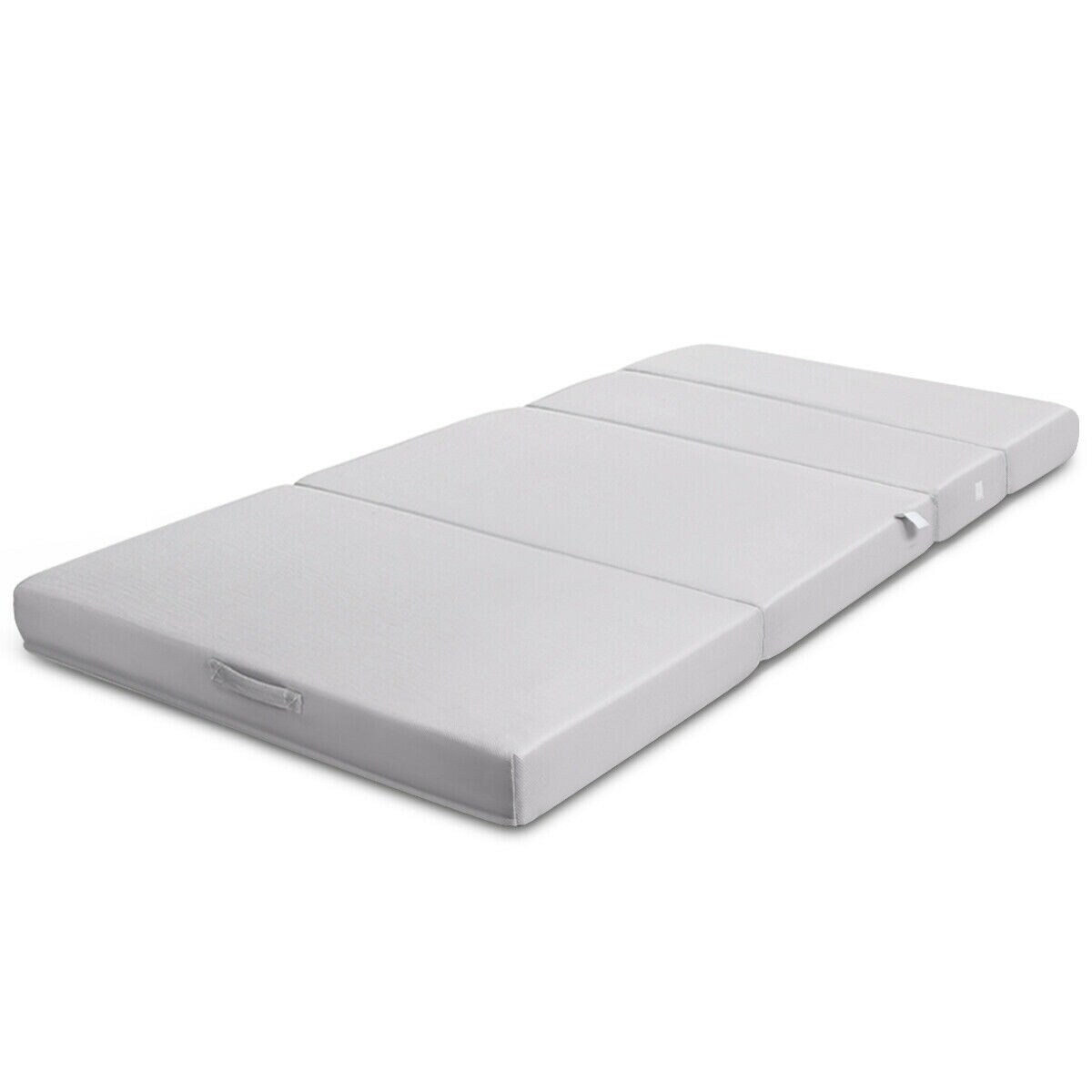 Grey 3-in-1 Folding Mattress with High-Density Foam and Portable Design