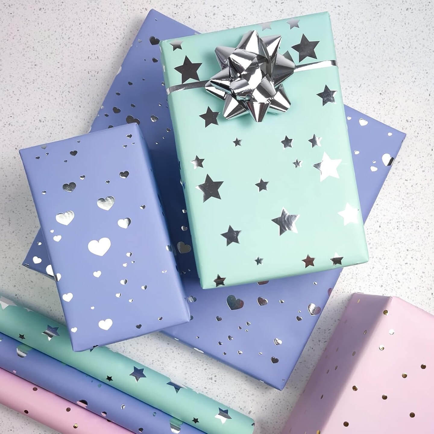 Mini Short Small Wrapping Paper Roll with Cut Lines on Reverse (17&#x22; X 120&#x22; Per Roll)