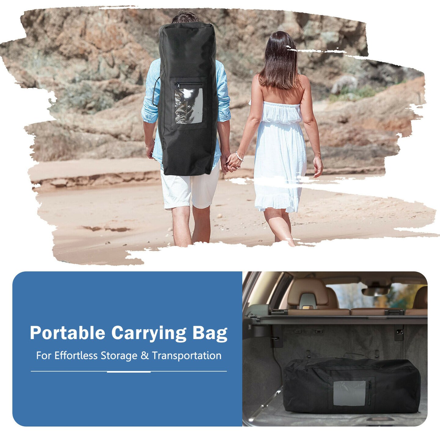 Inflatable Paddle Board with Adjustable Paddle, Carry Bag, and Full Equipment