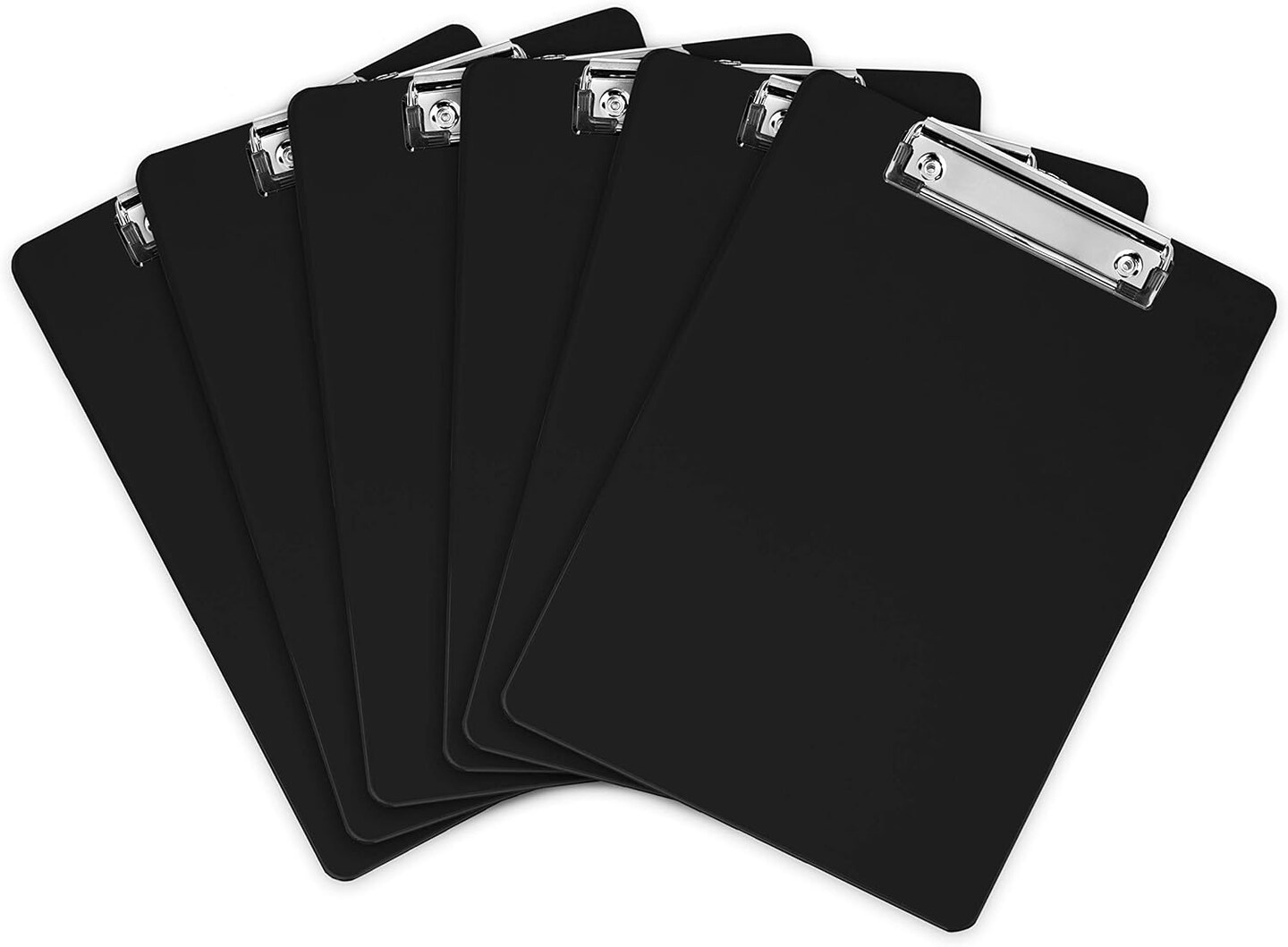 6-Pack Black Plastic Clipboards – 12.5×9 in, Low Profile, Holds 100 Sheets
