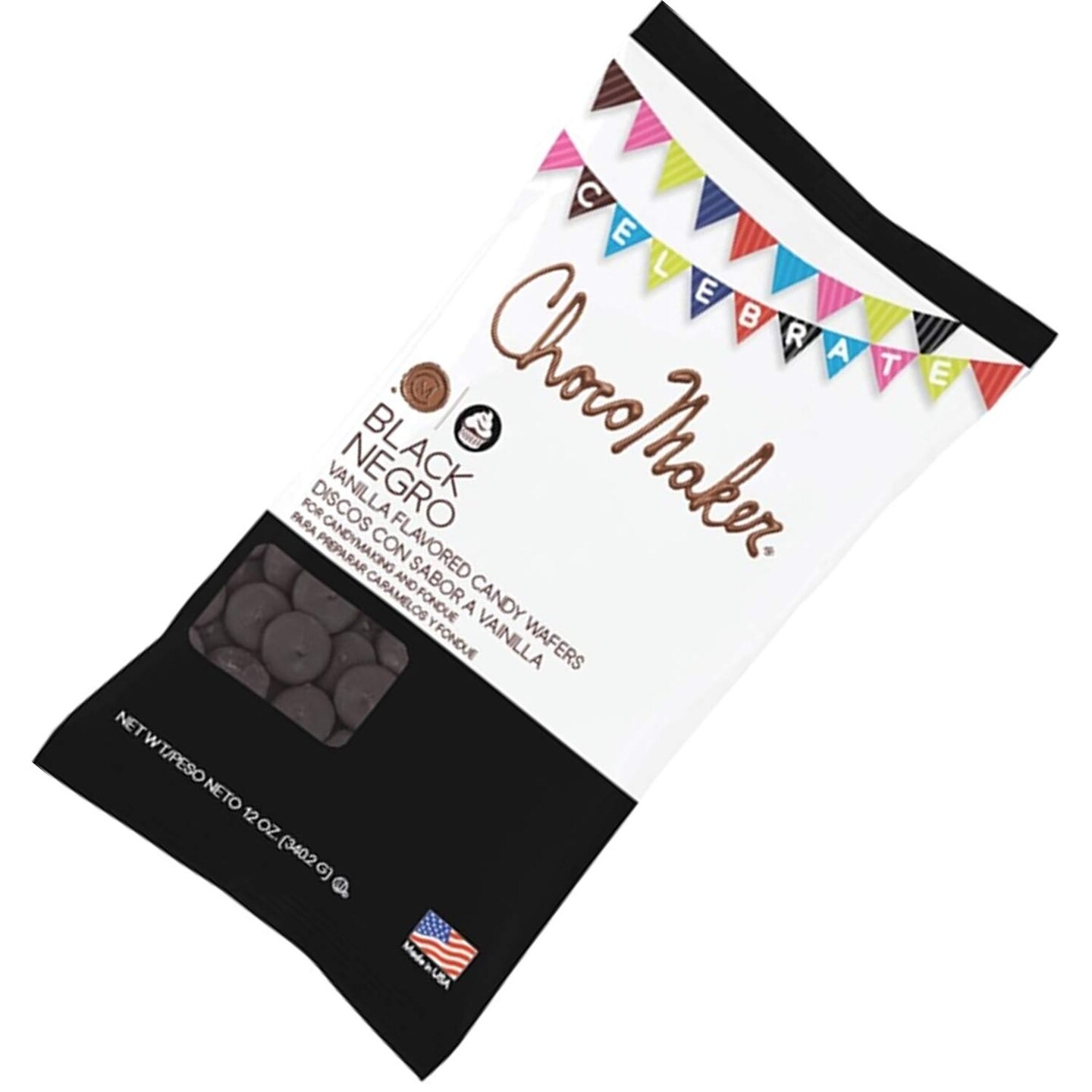 ChocoMaker Black Vanilla Flavored Candy Wafers 12 Ounces for Baking Decorating
