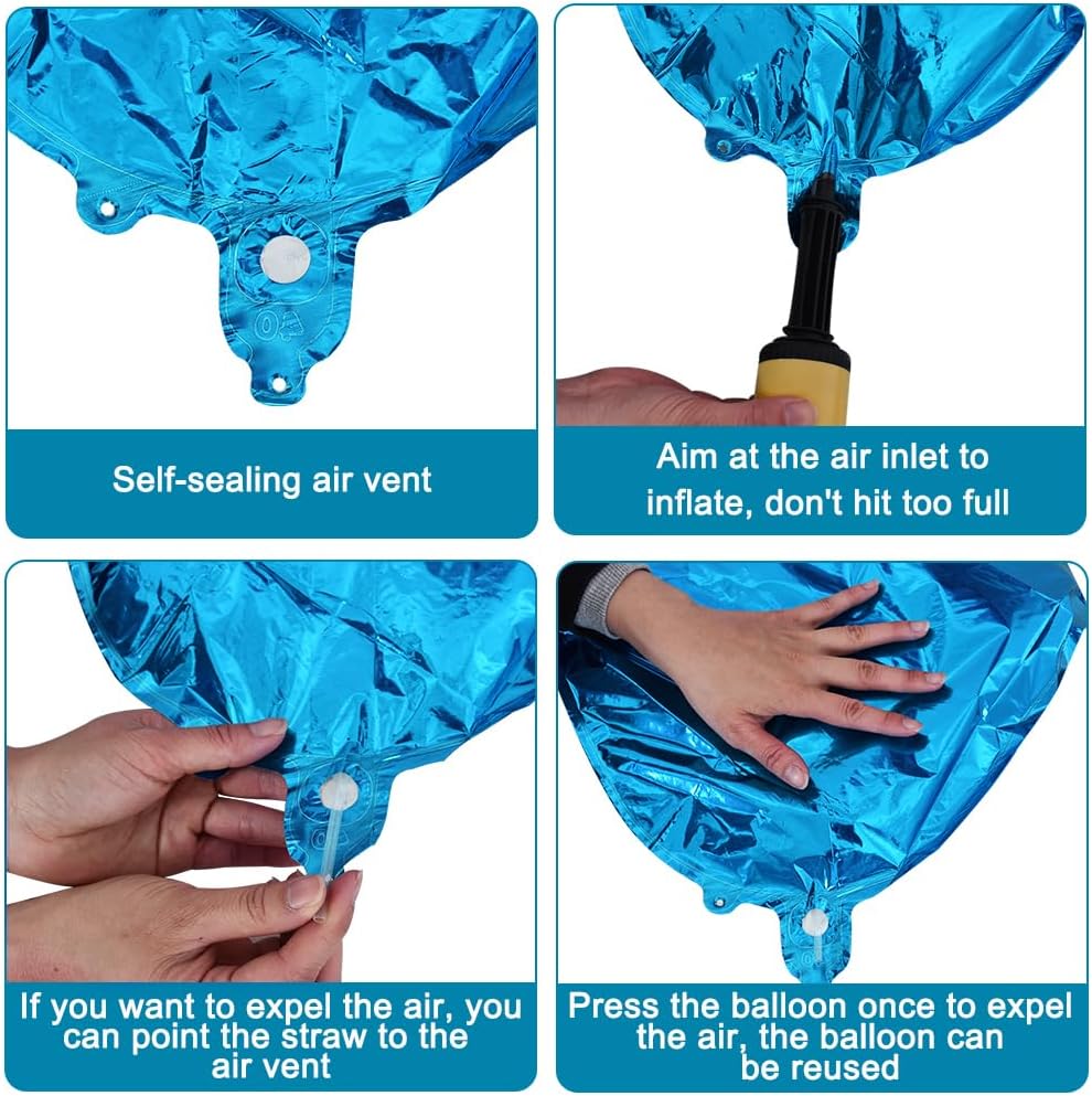 65 Pcs 16 Inch Blue Happy Birthday Balloons and 2 Sets A-Z Foil Letters Balloons DIY Personalized Phrase Banner for Birthday Celebration Halloween Thanksgiving Christmas Party Decorations