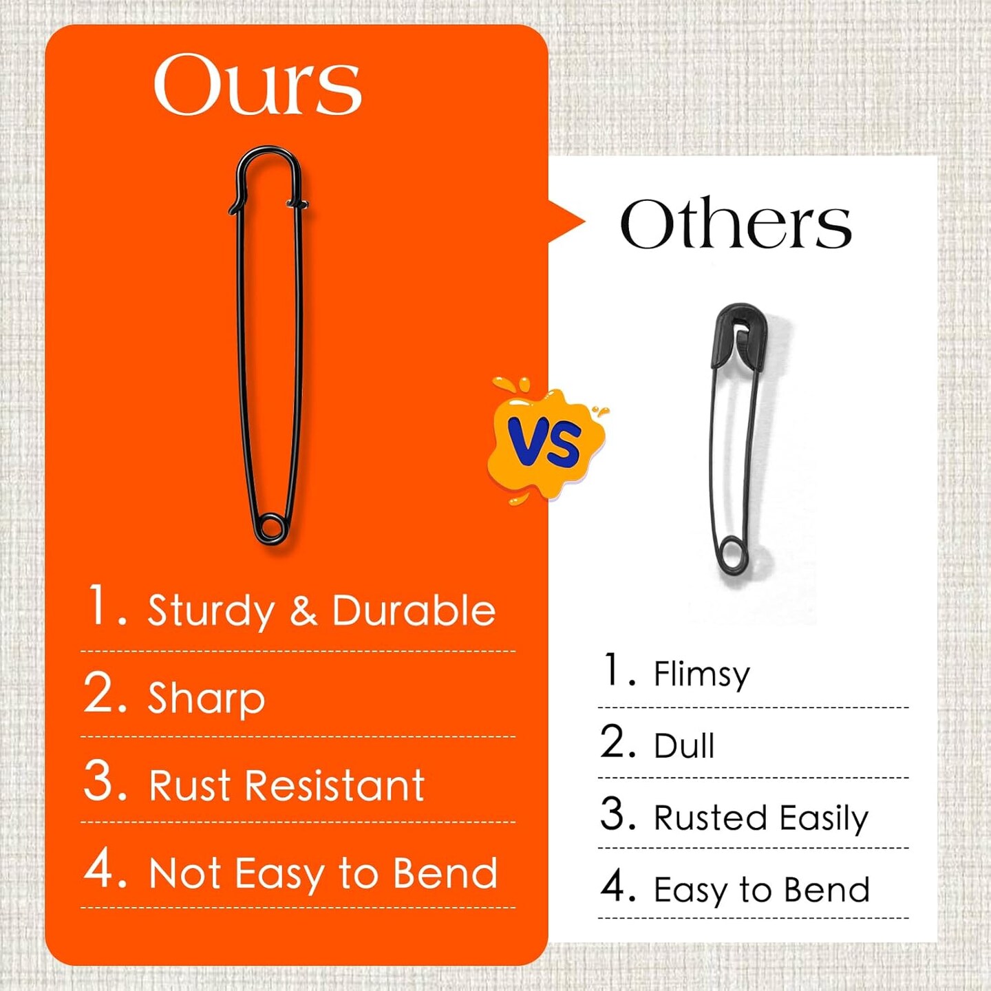 Extra Large Safety Pins Heavy Duty, 5 inch Giant Safety Pin, 10 PCS Black Big Safety Pin, Jumbo Safety Pins for Clothes, Blankets, Thick Fabric, Decorations