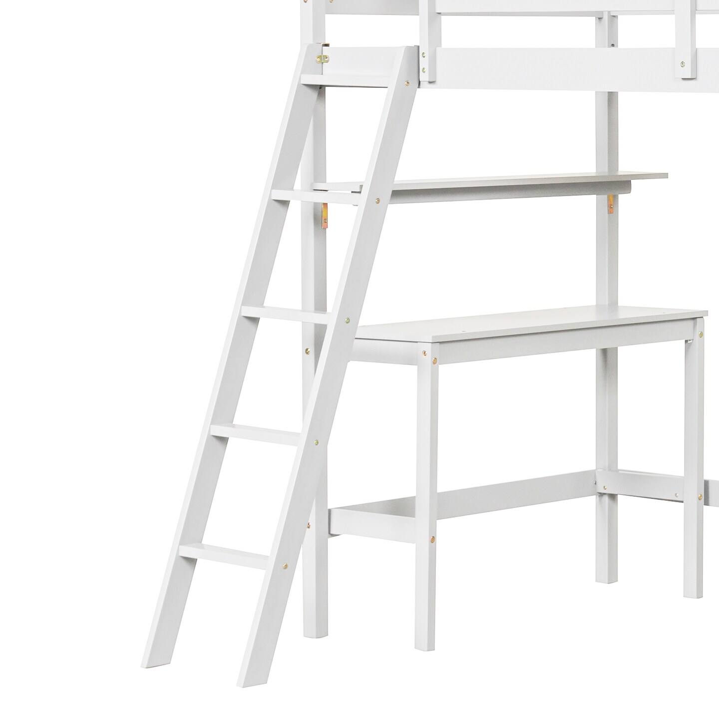 Twin Loft Bed with Desk and Bookshelves for Kids and Teens