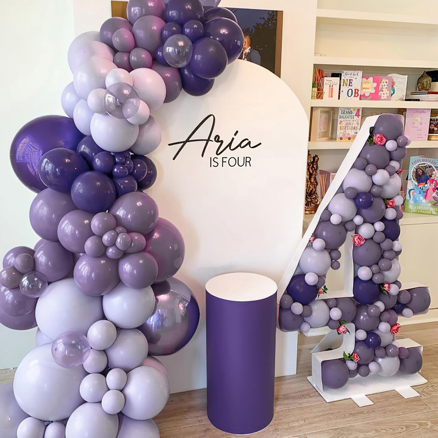 Dusty Purple Balloons, 100 pcs Boho Purple Balloons Different Sizes Pack of 18 Inch 12 Inch 10 Inch 5 Inch Faded Purple Balloons for Balloon Garland Arch as Party Decorations, Purple-F50