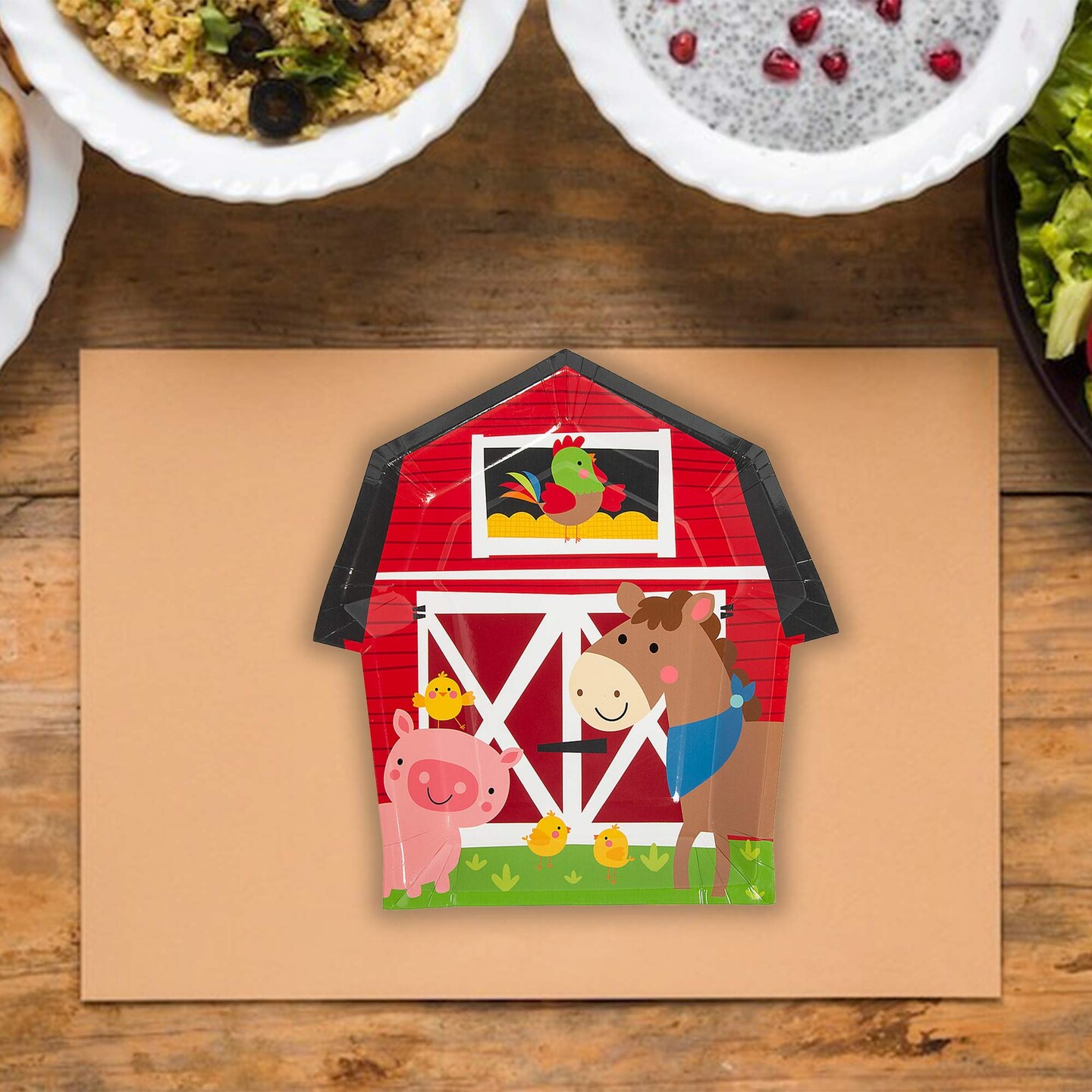 8 Count Farm Party Barn Shaped Paper Plates Birthday Kids Party Supplies 10"