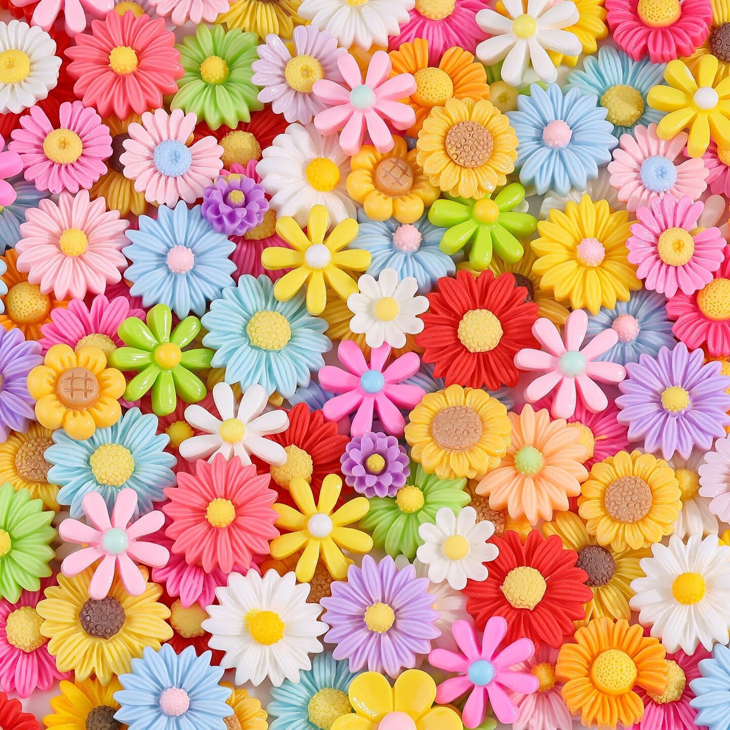 100Pcs Daisy Slime Charms Assorted