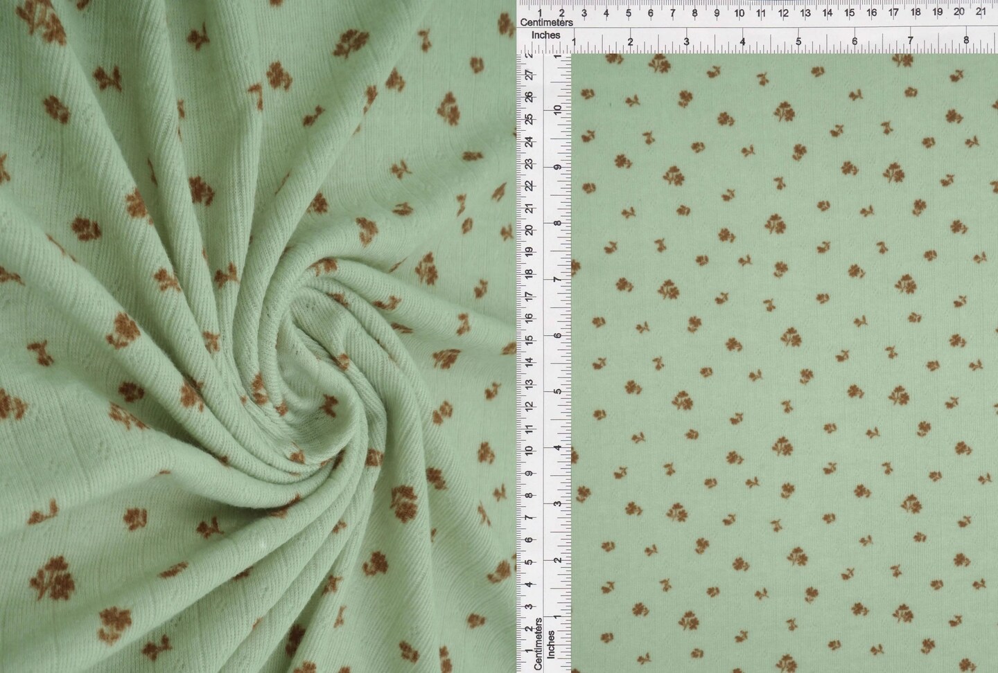 1 Yard Cotton Style Ditsy Pointelle Print Knit Fabric, 61/63″ Wide Polyester Spandex Blend