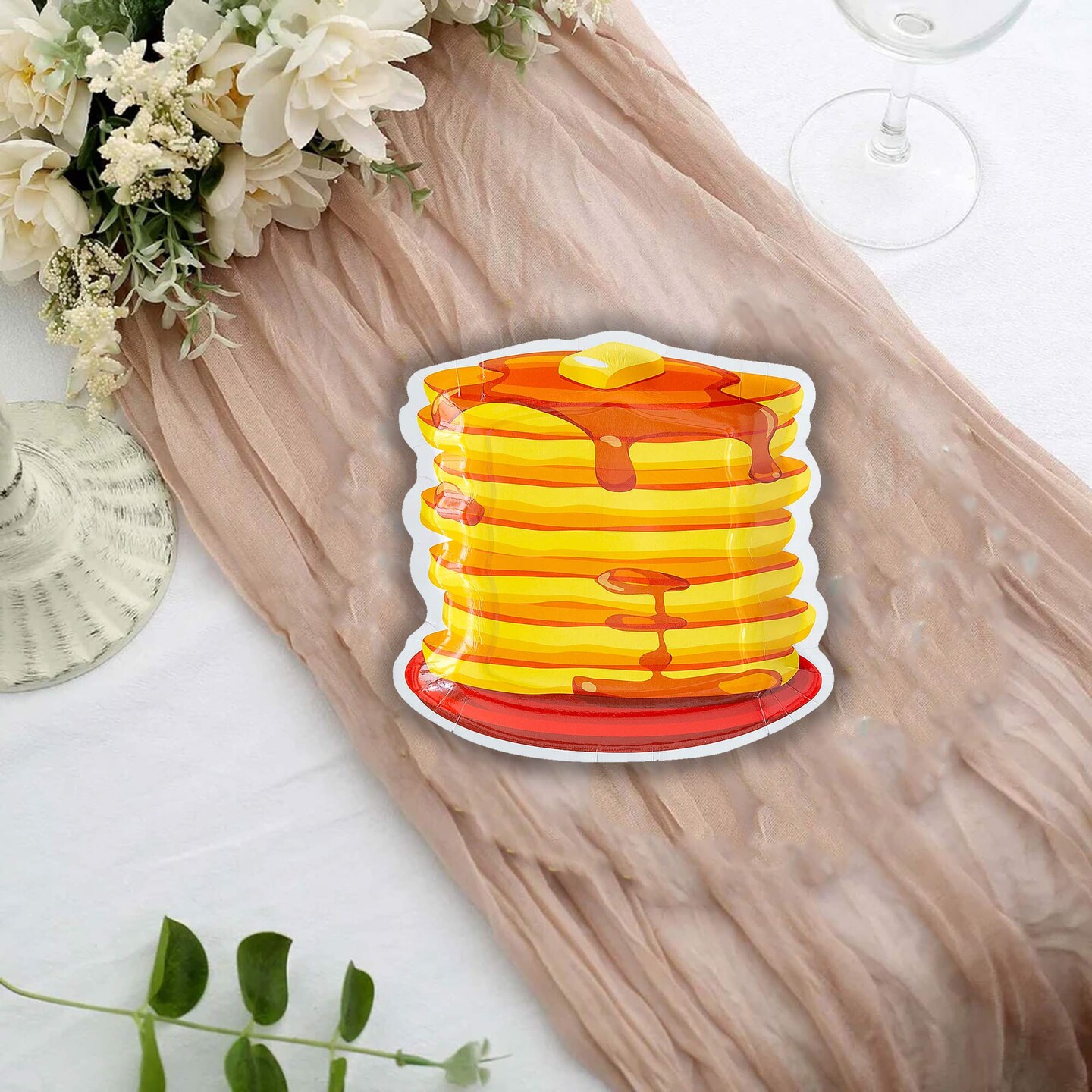 8 Count Brunch Party Pancake Stack Paper Dessert Plates Disposable 8" x 7 3/4"