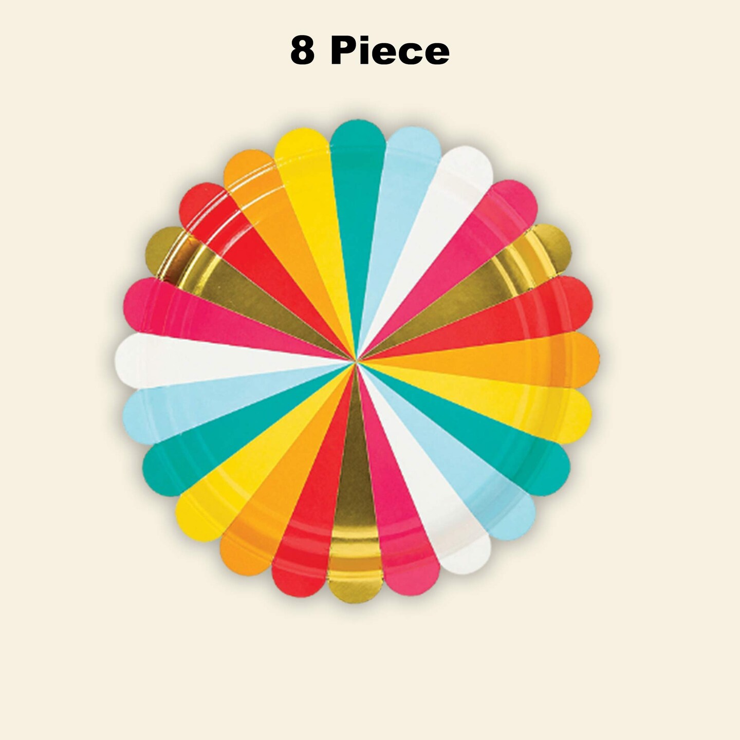 8 Count Multicolored Paper Dinner Plates Disposable Party Celebrations Bright 9"