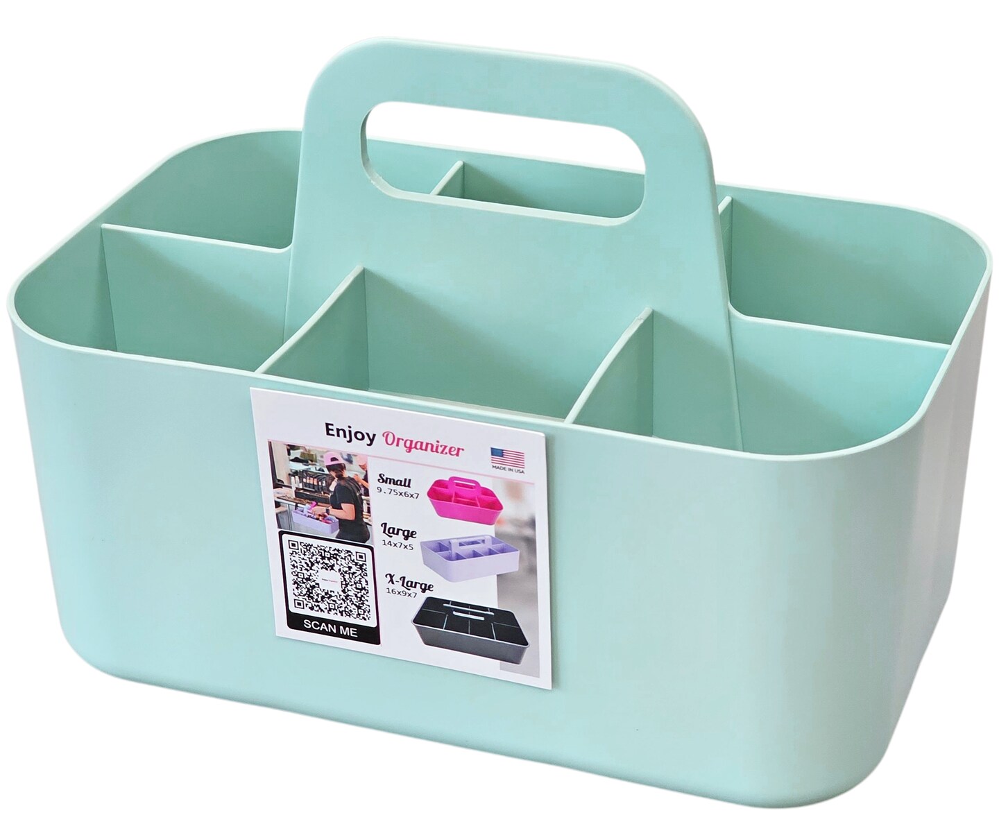 Enjoy Organizer 2 Pack Small Stackable and Portable Simple 6-Compartment Art Caddy - Made In USA