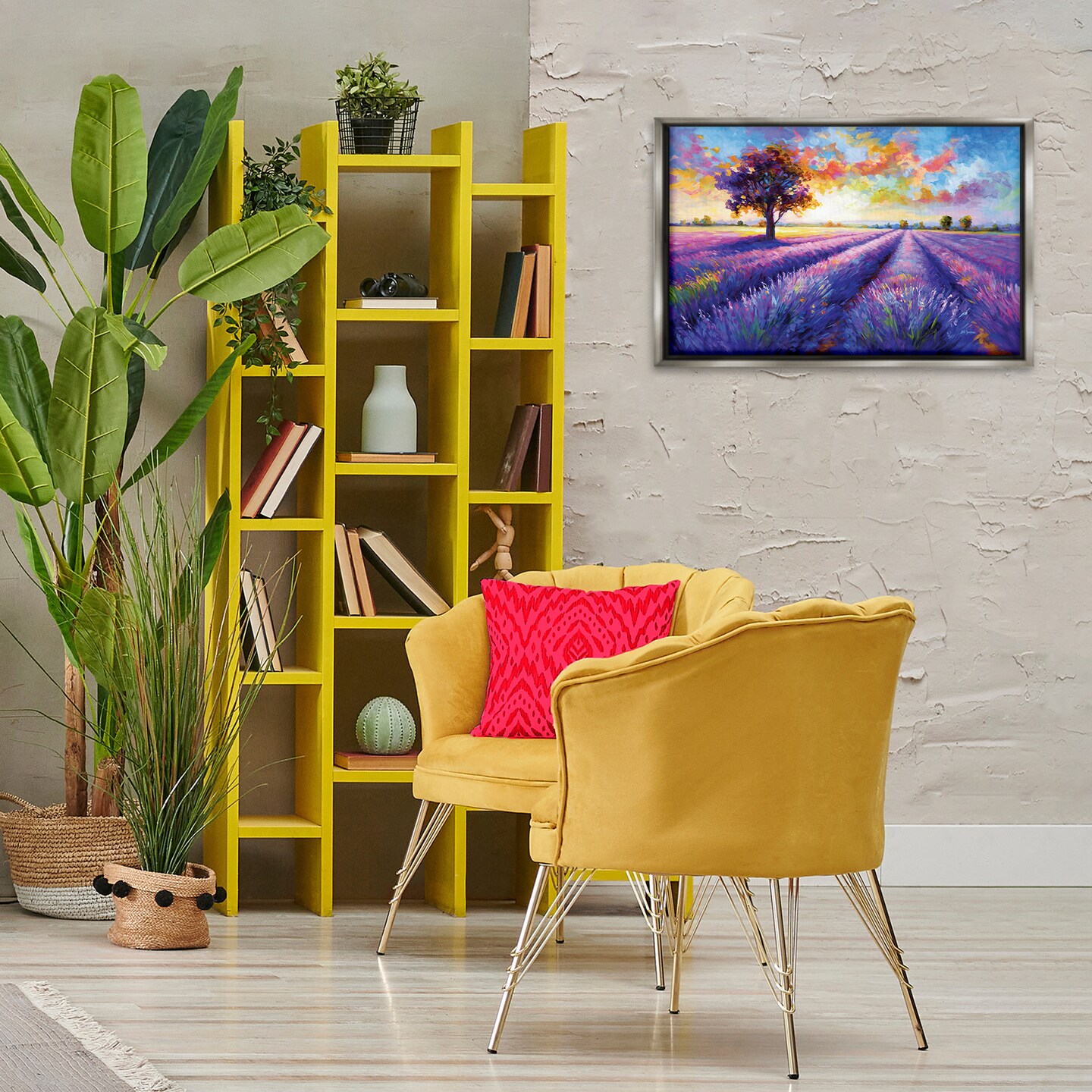 Stupell Industries Lavender Field Landscape Sunset Floating Frame By Leon Devenice