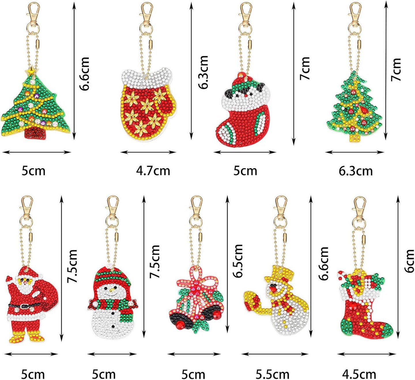 17 Pieces Double Sided Christmas Diamond Art Ornaments