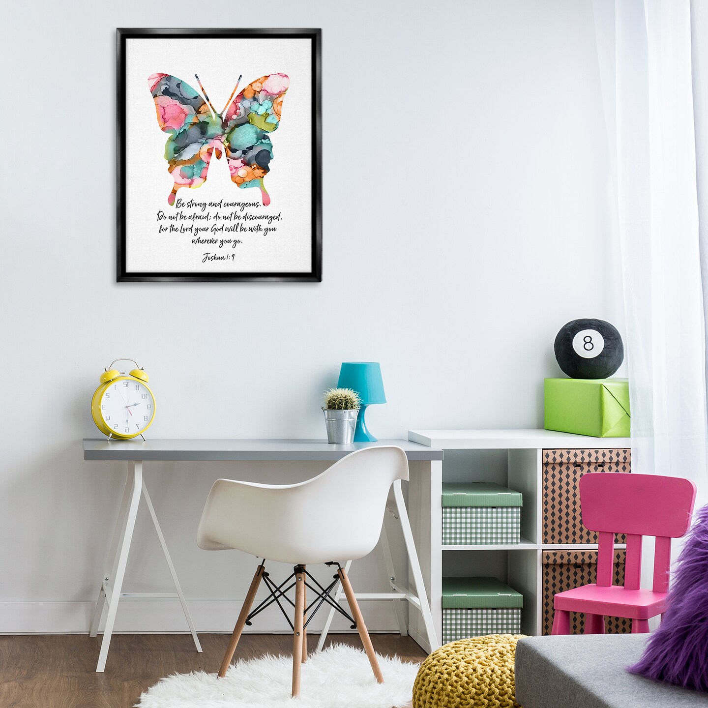 Stupell Industries Be Strong Joshua 1:9 Butterfly Floating Frame By Lisa Nohren