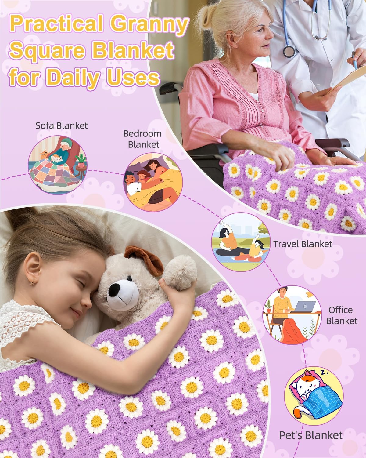 Blanket Crochet Kits with Soft Yarns