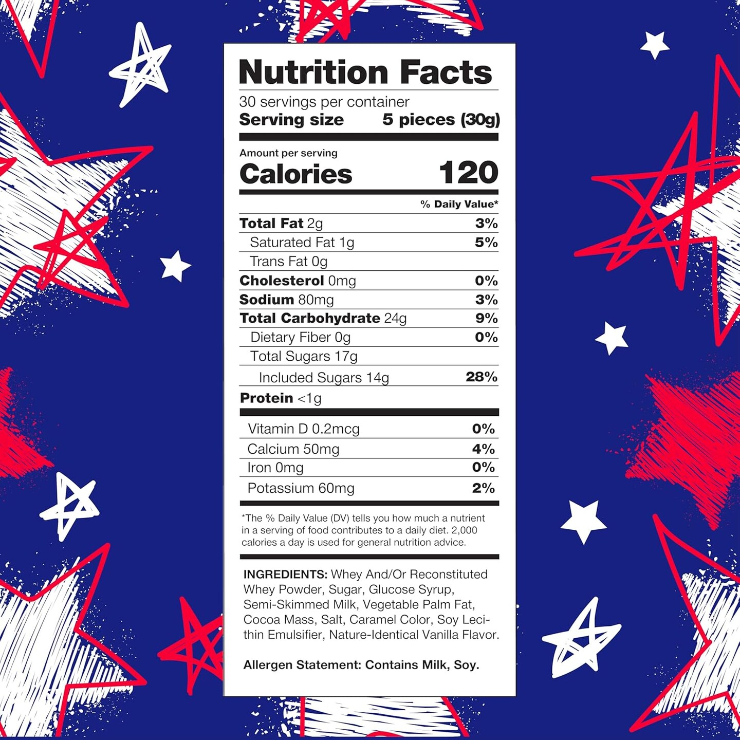 2 Pound Pack - Fourth of July Candy Bulk Red White and Blue