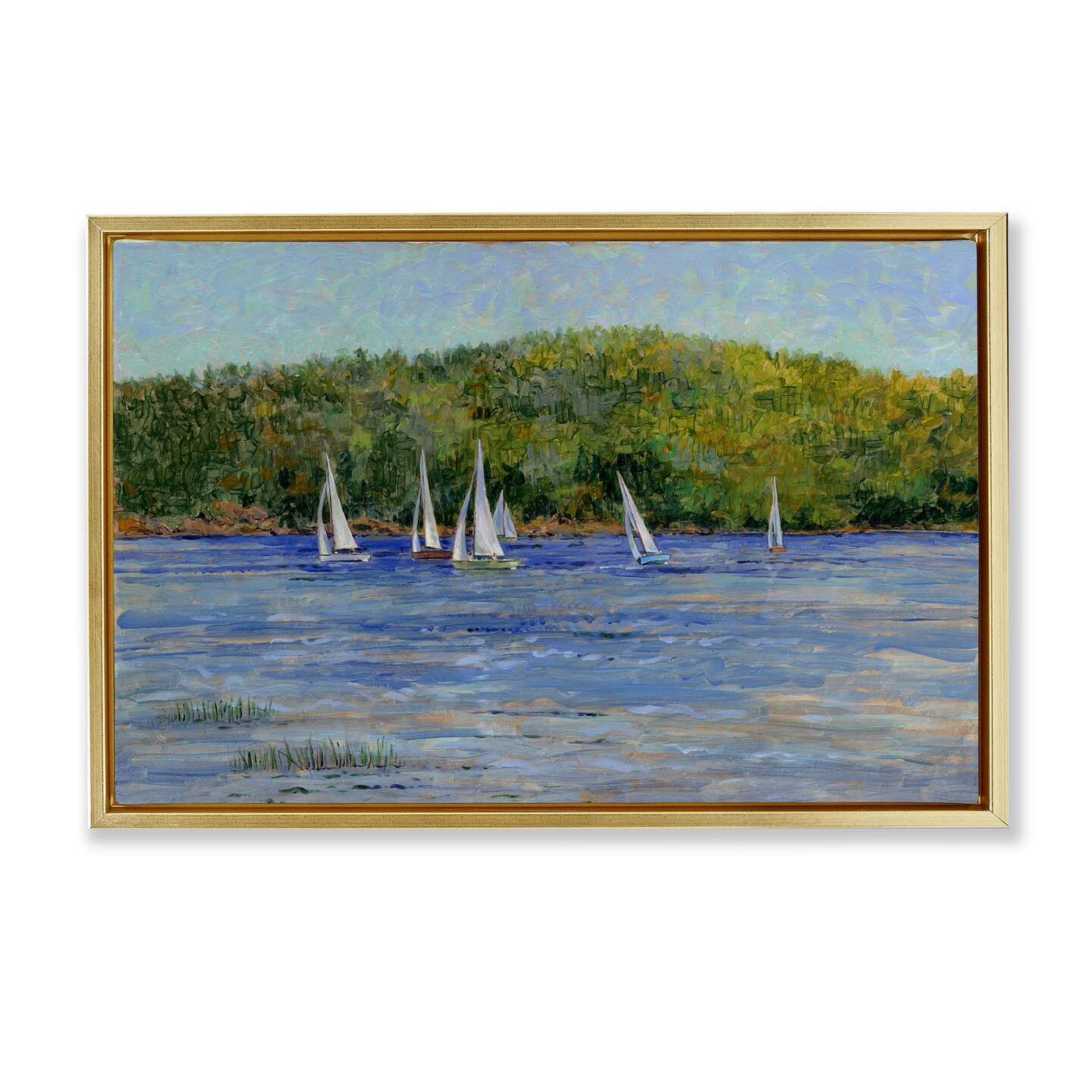 Stupell Industries Sailboat Fleet in Distance Floating Frame By Tim ...