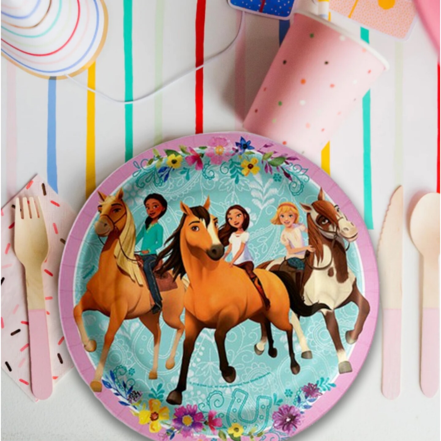 DreamWorks Spirit Riding Free Paper Dessert Plates 8 Count Party Tableware