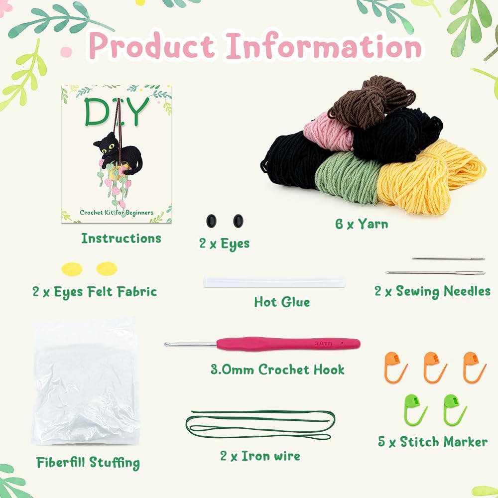 Crochet Kit for Beginners (Hanging Black Cat)