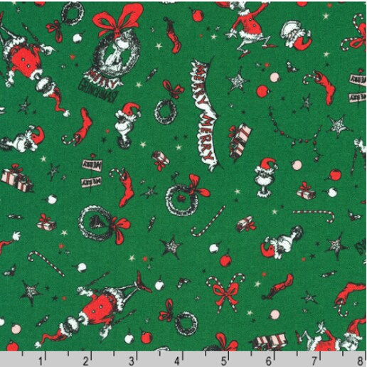 Licensed How the Grinch Stole Christmas Evergreen 22568-224 Cotton Fabric by the Yard