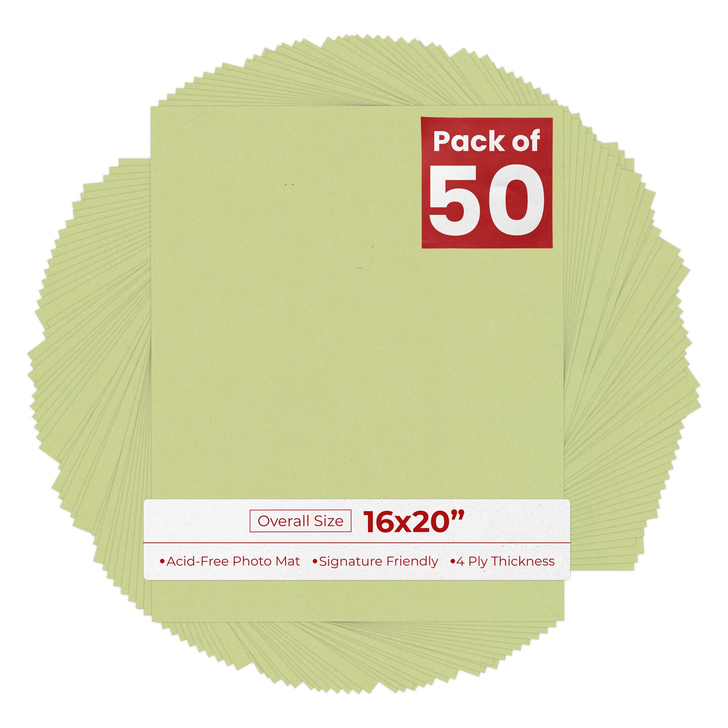 Pistachio Green 16x20 Uncut Mat Board - Blank Sheets, No Opening