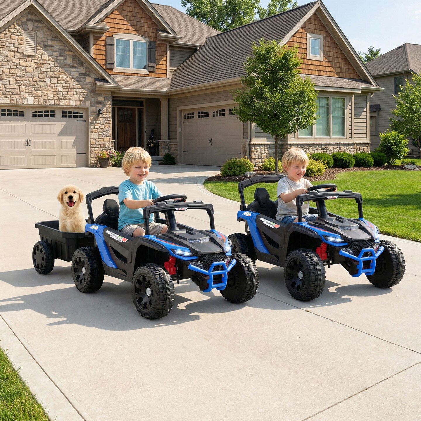 Electric Ride-On Truck 12V Battery Detachable Trailer Remote Control