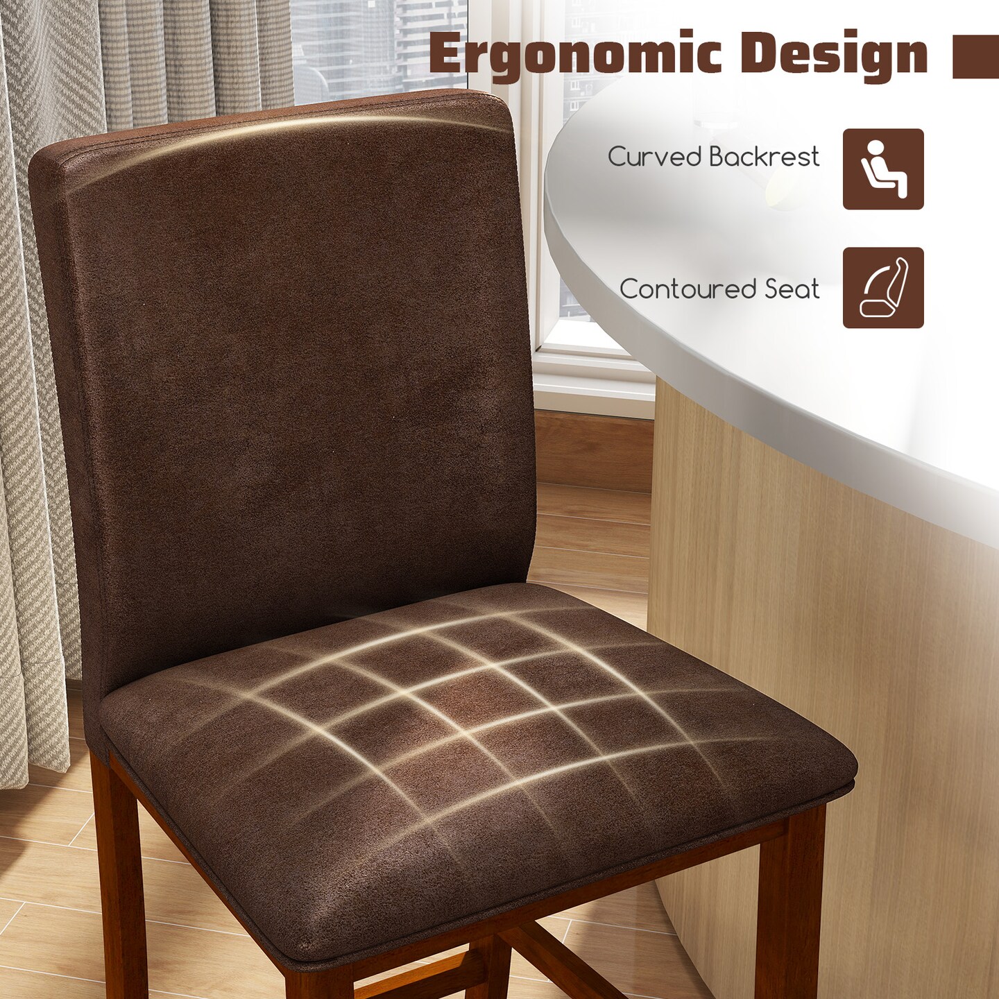 Counter Barstools with Rubber wood Legs and Padded Seats Set of 2