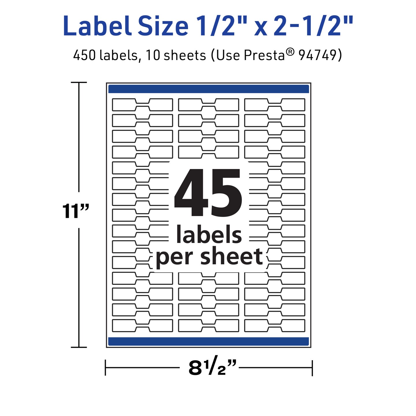 Avery TrueBlock Matte White Paper Labels, 1/2" x 2-1/2" Barbell