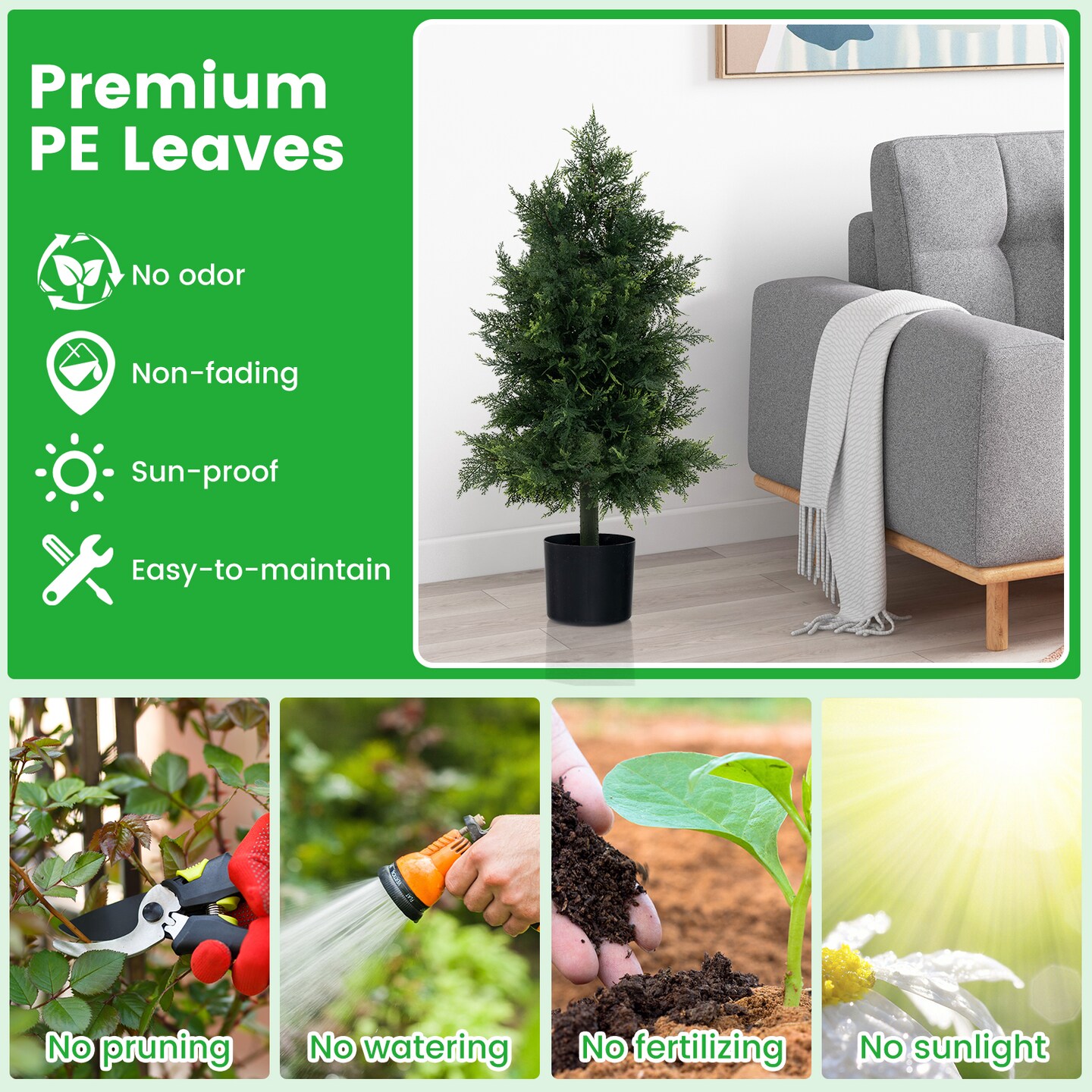 Artificial Cedar Topiary Tree with Nursery Pot for Indoor and Outdoor Spaces
