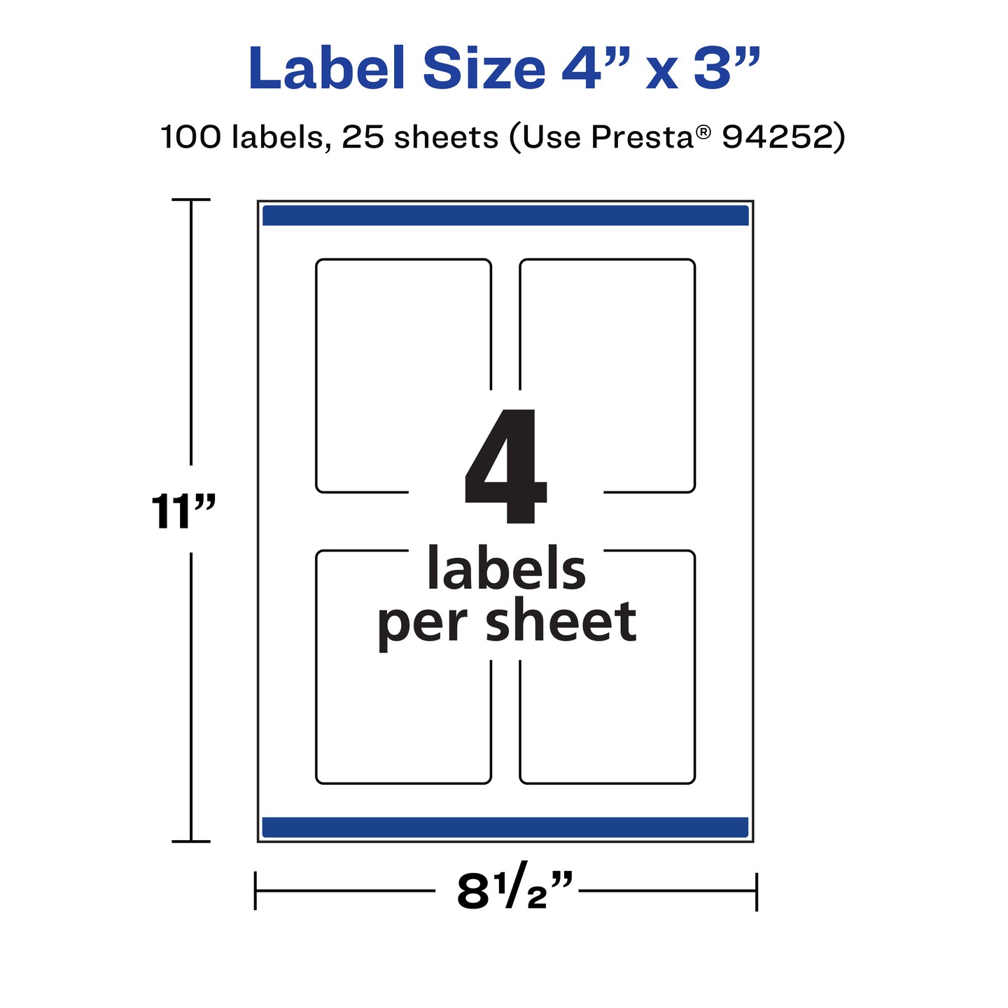 Avery Durable Waterproof Rectangle Labels with Sure Feed, 4" x 3"