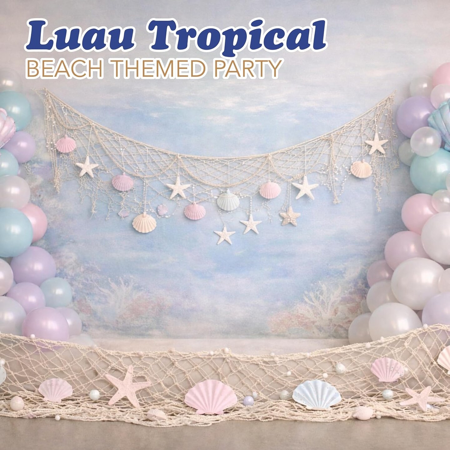 4E's Novelty 3 Pack Fish Net Decorations - Natural Cotton 14ft x 4ft Beach Themed Party Decor