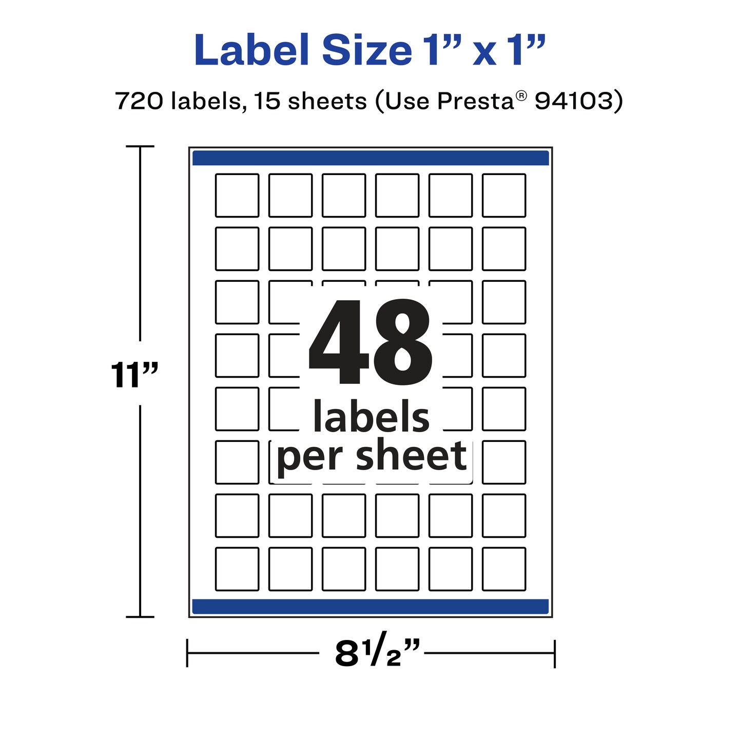 Avery Matte White Removable Square Labels with Sure Feed Technology, Print-to-the-Edge, 1" x 1"