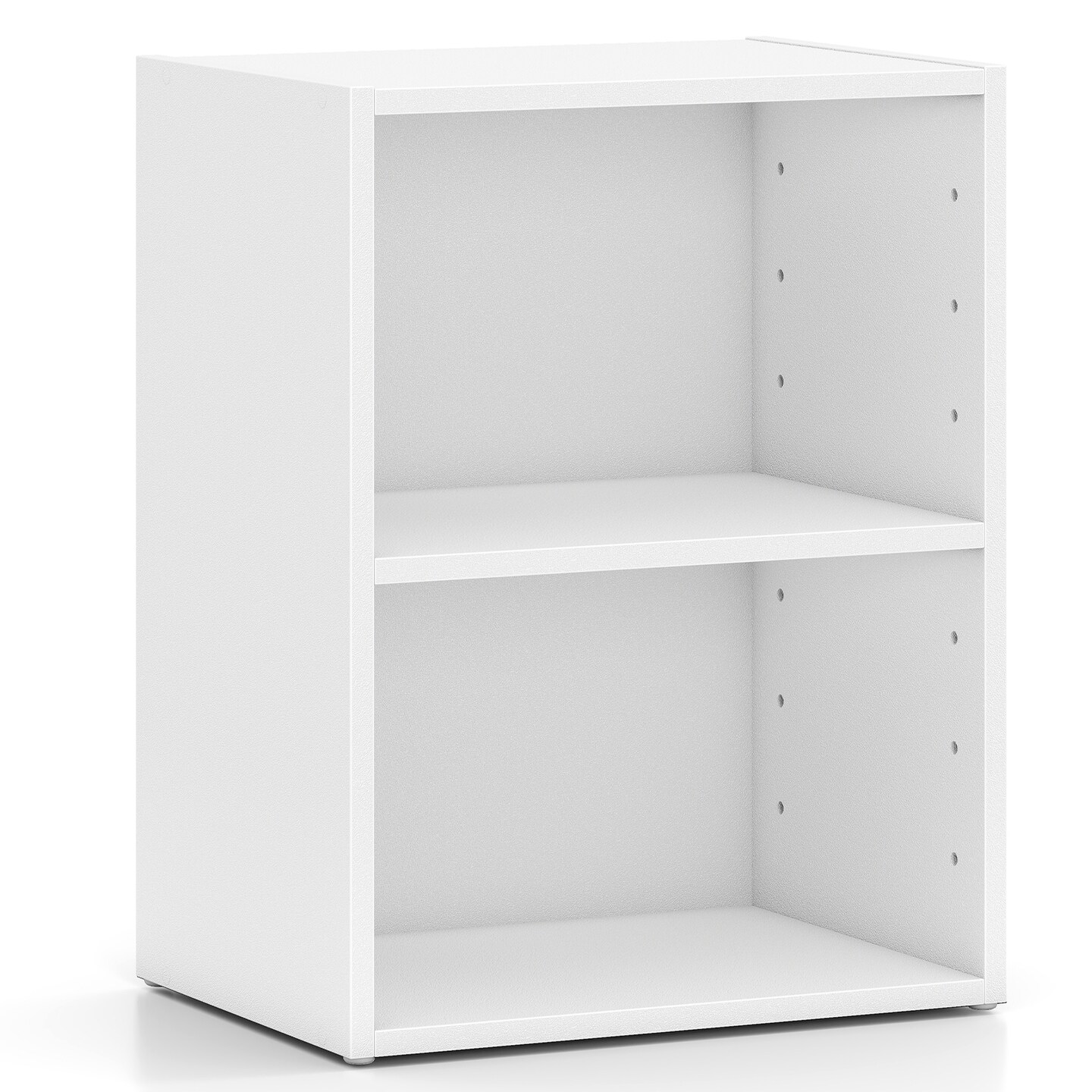 2-Tier Open Storage Cabinet MDF Wood Veneer Strong Load Bearing