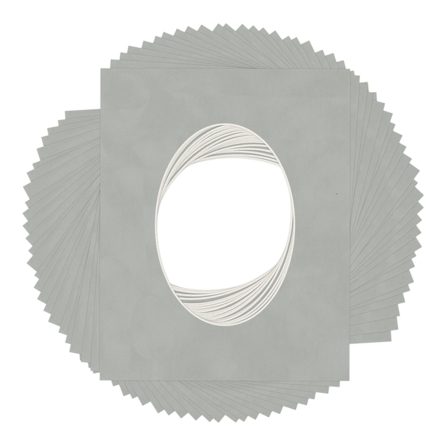 Light Grey Suede Mat Board for 8x10 Frames - Oval Opening for 5x7 Photos